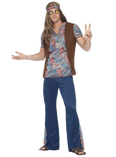 Smiffys Kostüm Hanf Hippie, Schlaghose und Paisleymuster - die Standardausstattung der 70er