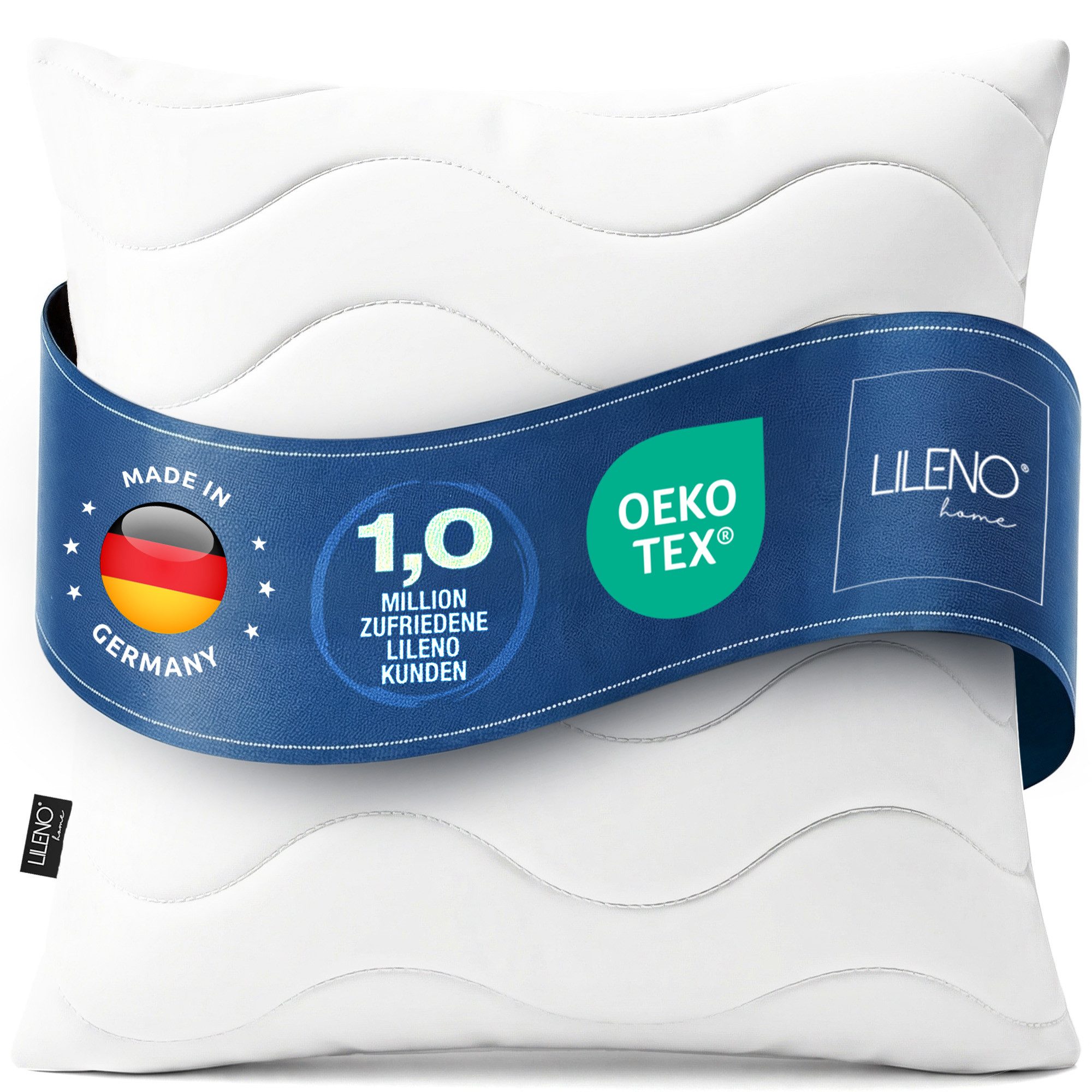 LILENO HOME Kopfkissen LILENO HOME Allergiker Kopfkissen Oeko-Tex & - Made in Germany, Füllung: 100% Polyester, Seitenschläfer, Bauchschläfer, Rückenschläfer, Spar-Set, 1er Set, Kopfkissen 80x80 cm MEDIUM mit 850g Füllung, allergikergeeignet