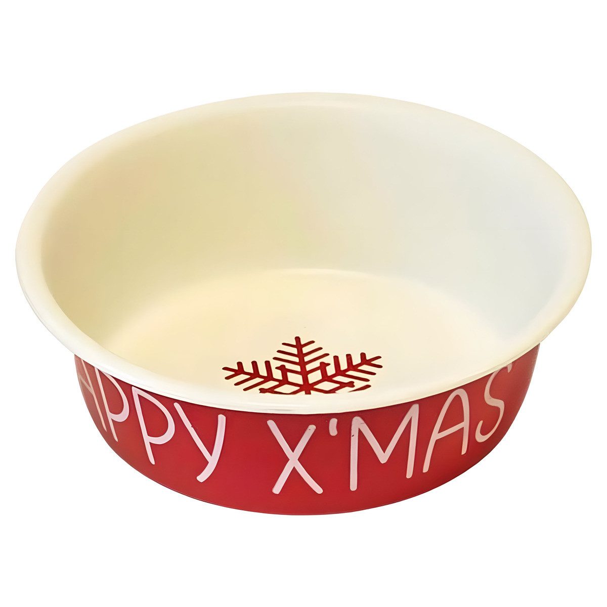 Nobby Futternapf Xmas Edelstahlnapf Happy Xmas beige-rot