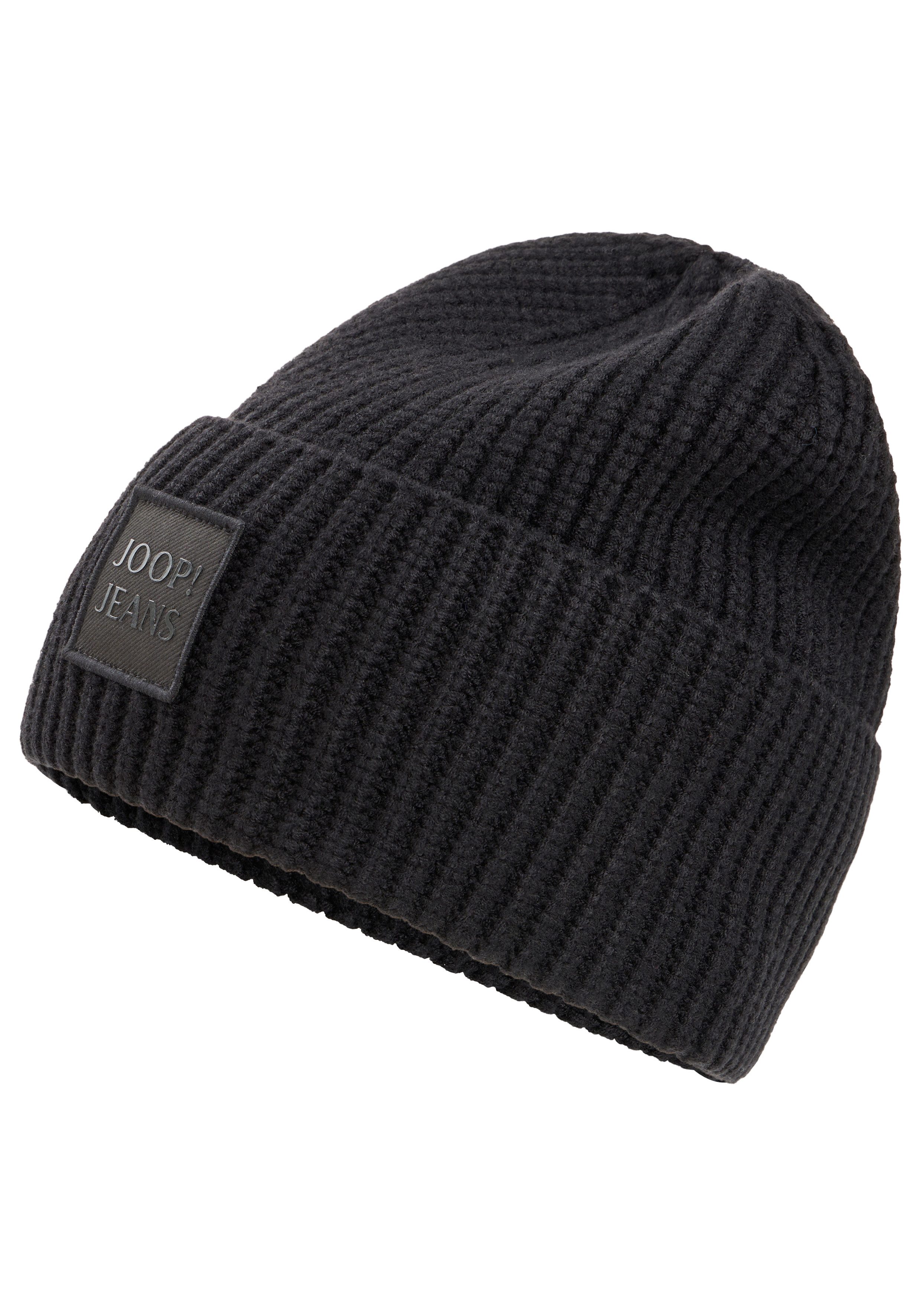 Joop Jeans Strickmütze Lucifo weiches Material, breiter Umschlag