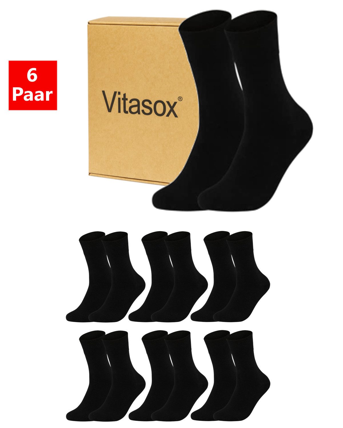 Vitasox Businesssocken Herren Business Socken 6 Paar - komfortabel und elegant (6-Paar) nahtfrei und atmungsaktiv