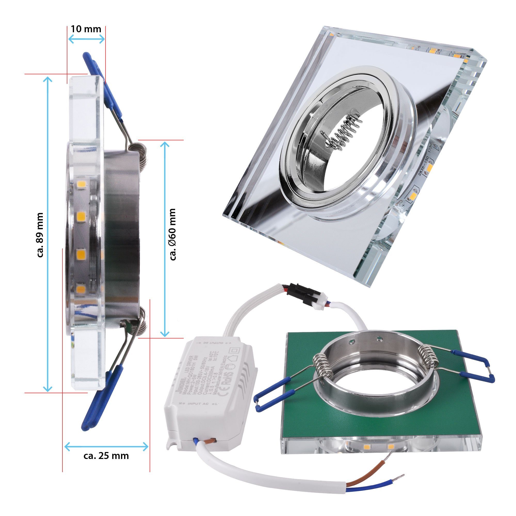 Maxkomfort Einbauleuchte 4111-4112, LED wechselbar, ohne Leuchtmittel, warmweiß, 3000K, einbauleuchte