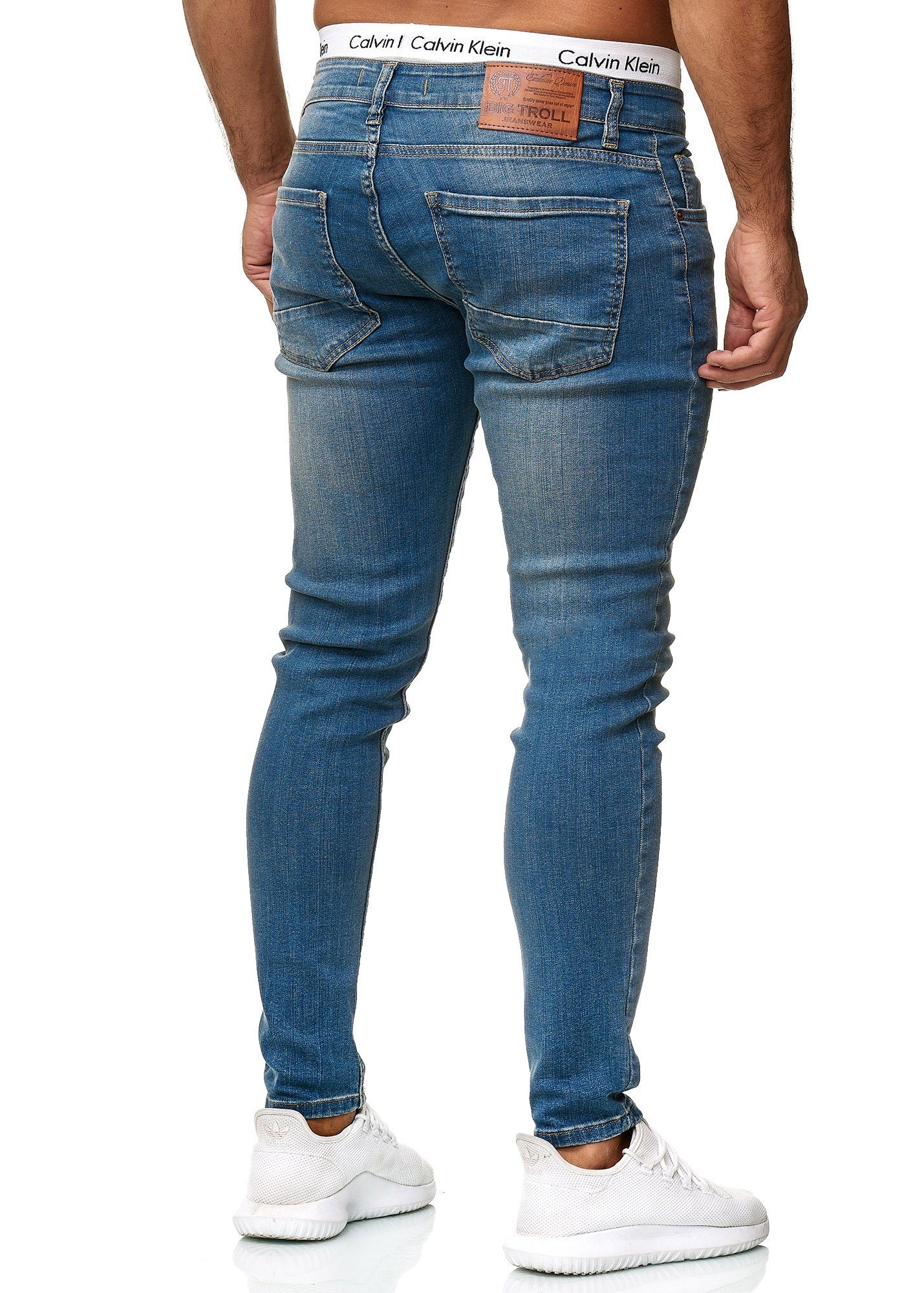 1-tlg) 600JS Straight-Jeans Used Blue Casual Bootcut, Designerjeans (Jeanshose Dirty Freizeit OneRedox Business 613