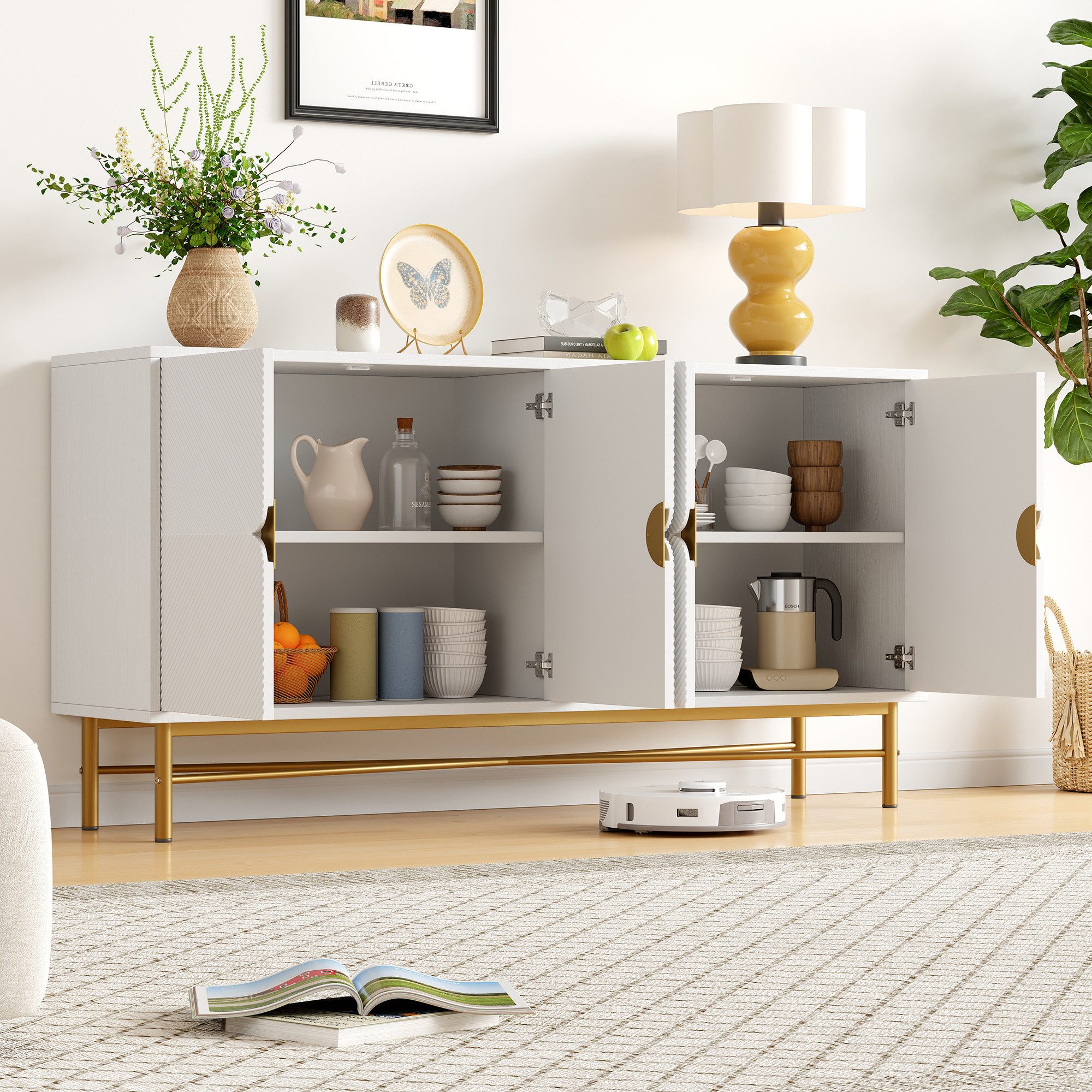 Flieks Sideboard mit 4 Türen und verstellbaren Einlegeböden (1 St., 160×40× günstig online kaufen