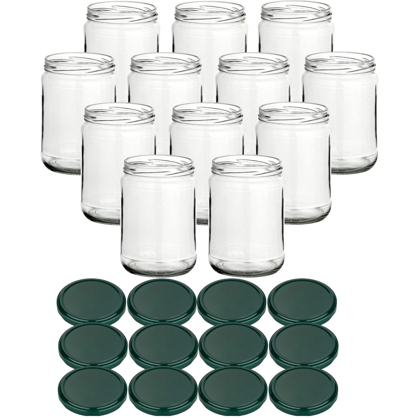 gouveo Einmachglas Банки для хранения 580 ml Klassik mit Schraub-Deckel - Große Банки, (12-tlg), grün