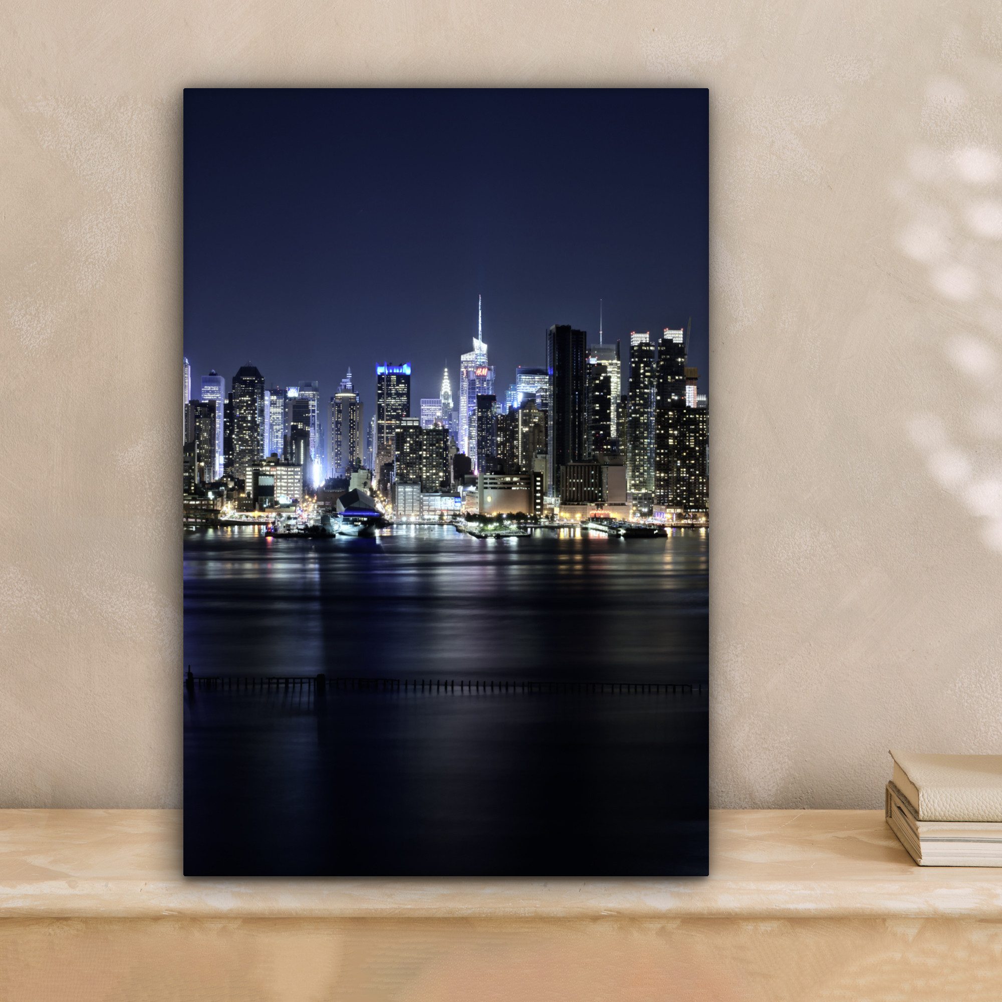 OneMillionCanvasses® Leinwandbild New York - Licht - Skyline, Fotodruck (1 St), Leinwand Canvas Wandbild, Wanddekoration 20x30 cm
