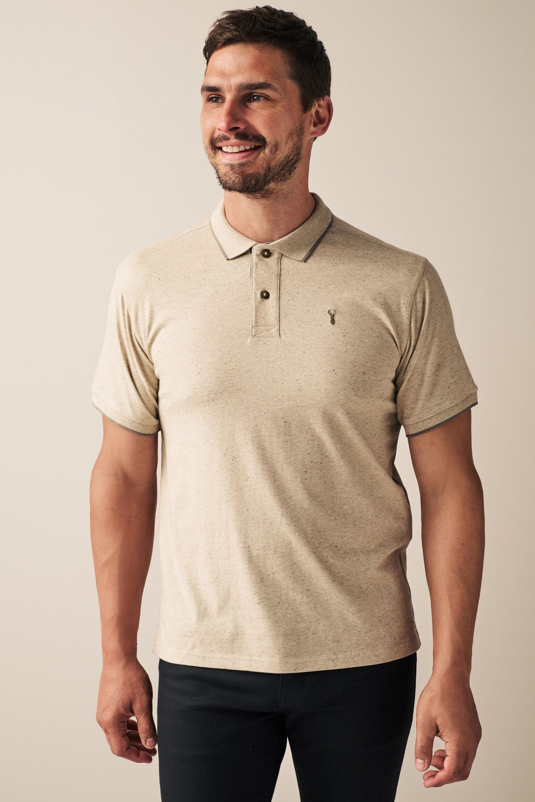 Next Poloshirt Weiches Polo-Shirt (1-tlg) Brown Neutral