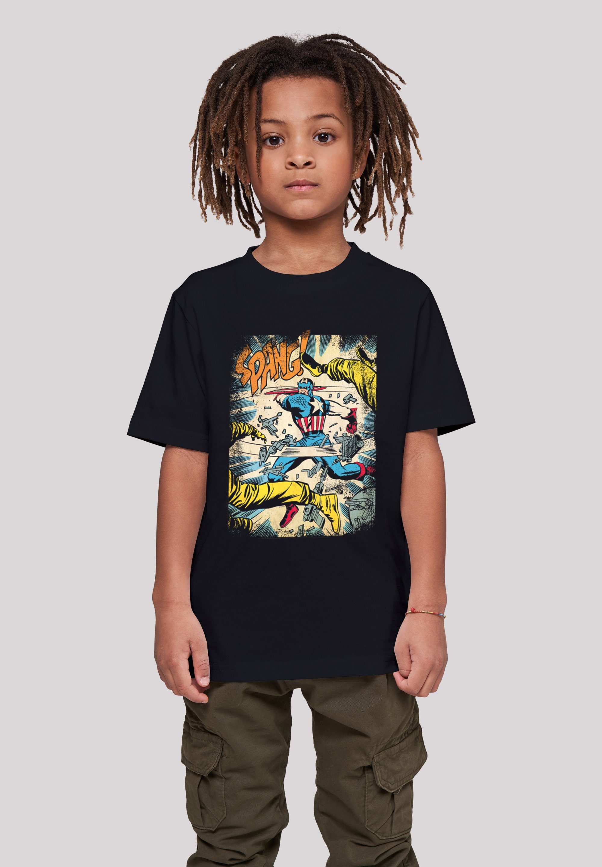F4NT4STIC Kurzarmshirt Kinder Marvel Captain Basic black Tee Kids (1-tlg) with Spang America