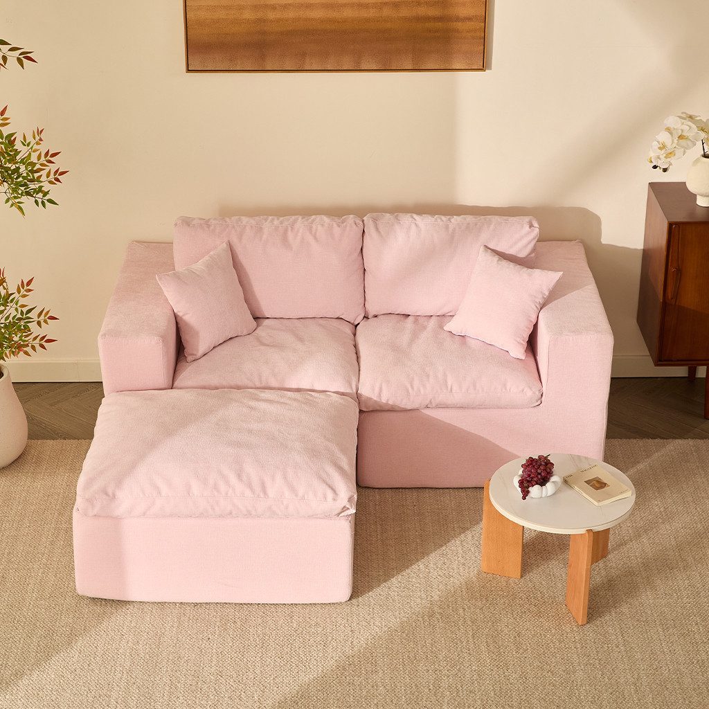 LITBIRD Sofa Ecksofa mit Schlaffunktion, extra tiefe Sitzfläche, Chenille-Bezug, 3 Teile, platzsparendes L-Form Sofa 190 cm, moderne Couch, ohne Montage