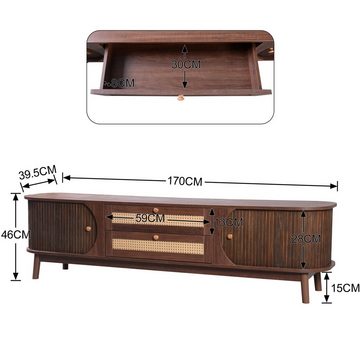 HAUSS SPLOE TV-Schrank TV-Schrank Fernsehtisch TV Board TV- Lowboard (TV-Schrank mit Türen und Schubladen., TV-Ständer mit Rattanseiten)