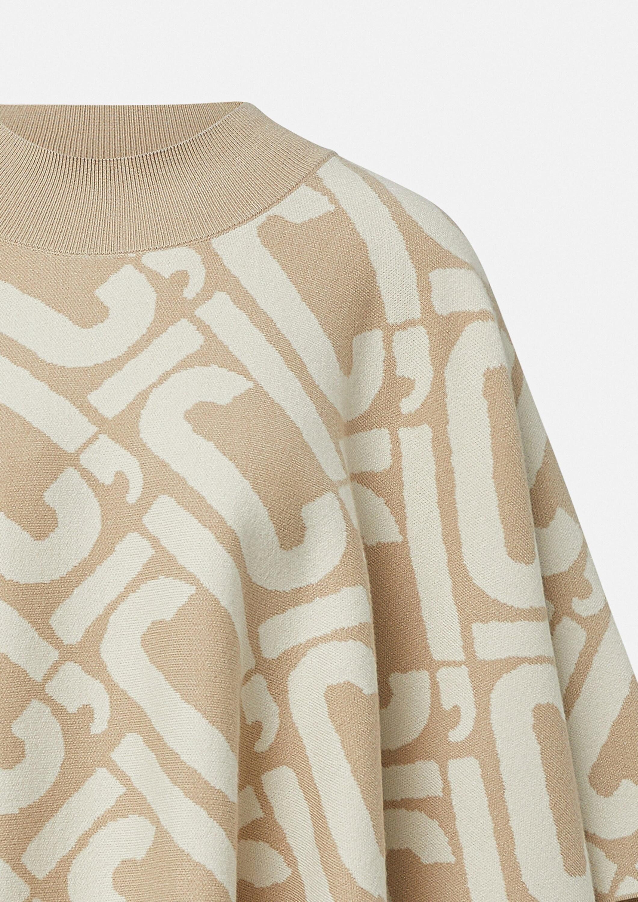 comma Poncho Indoor-Poncho Strick-Poncho mit Logo-Muster