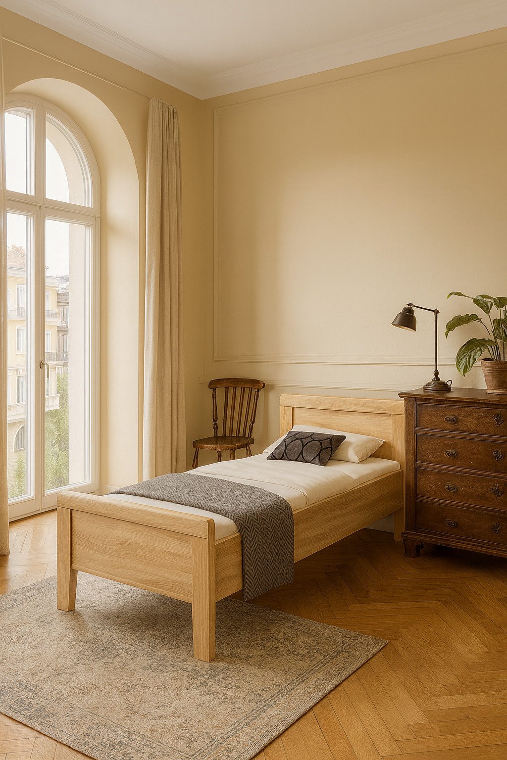 bv-vertrieb Bett Seniorenbett 90x200 Eiche sägerau Komfortbett 4-fach verstellbar #3145