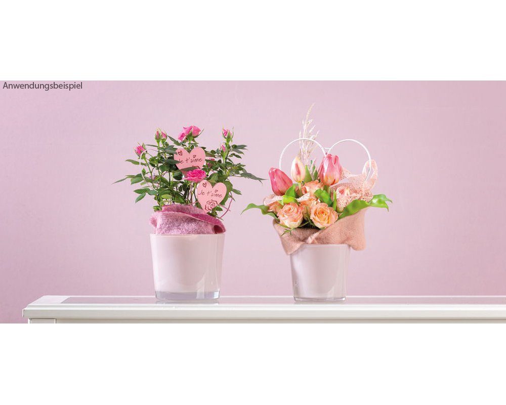 matches21 HOME & HOBBY Blumentopf Glastopf Pflanzgefäß Teelichtglas rund Übertopf rosa 11,5 cm (1 St)