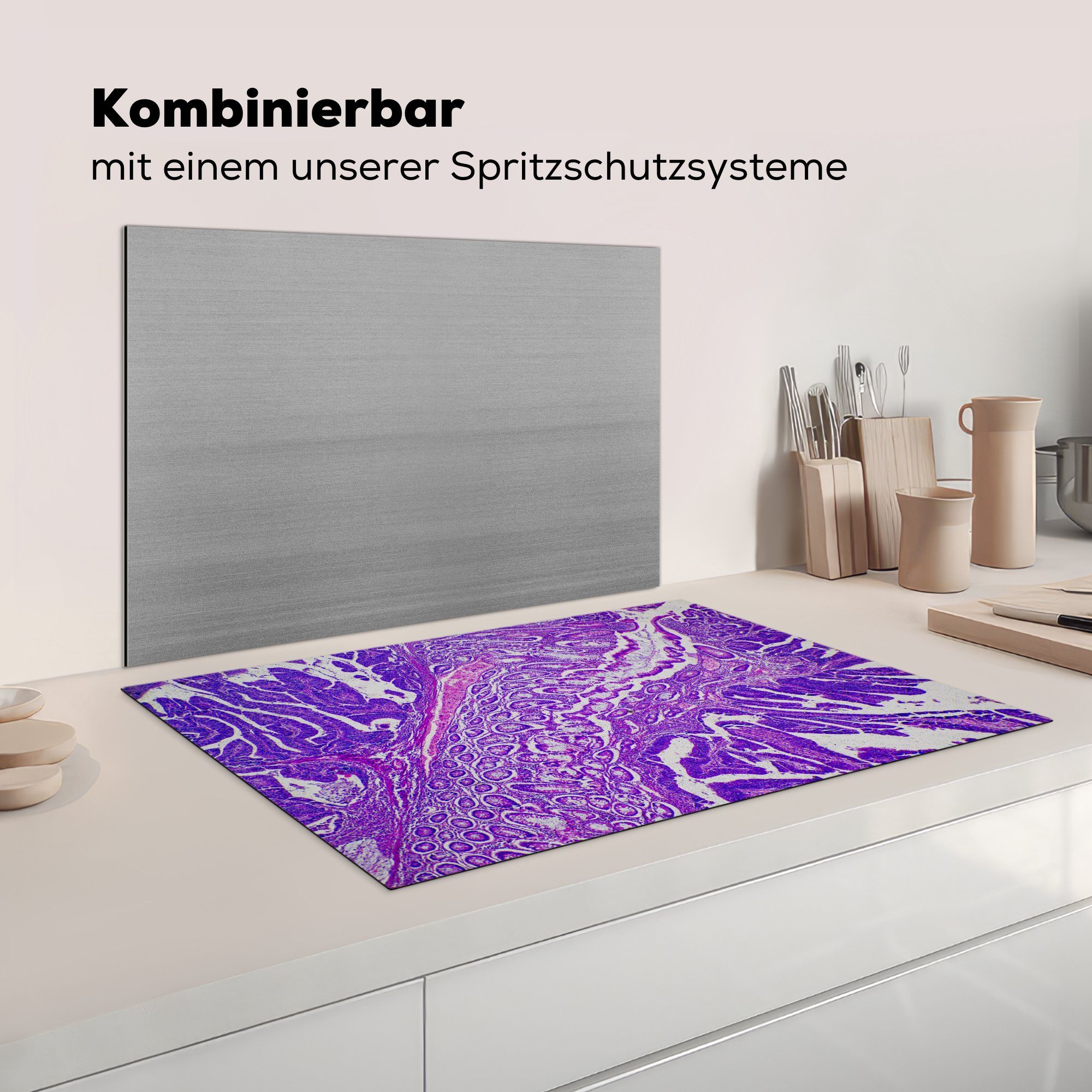 Ceranfeldabdeckung Bakterien, küche, tlg), Herdblende-/Abdeckplatte die MuchoWow für 81x52 cm, Vinyl, Induktionskochfeld Schutz (1