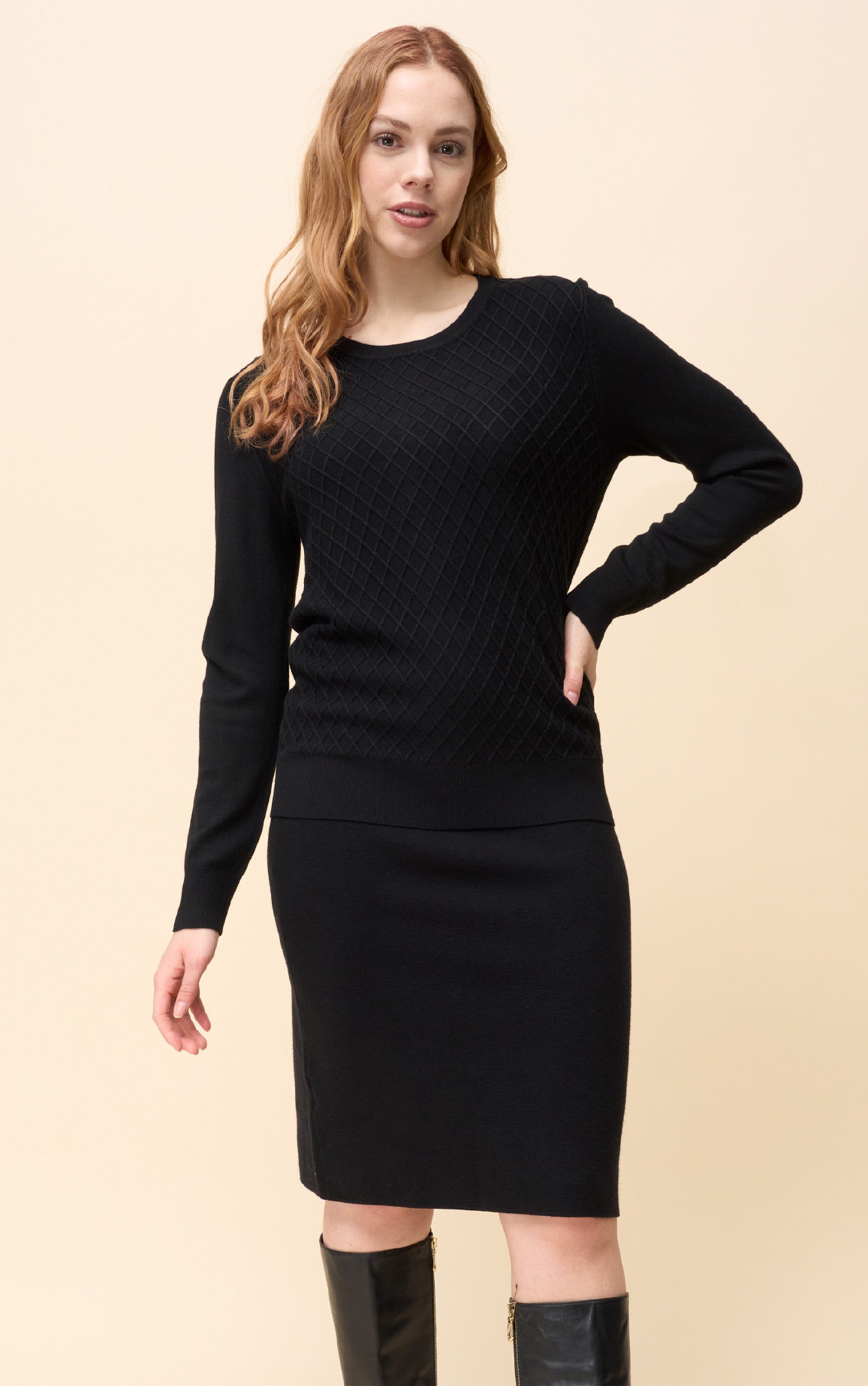 Passioni Strickpullover mit Rautenstrickmuster günstig online kaufen