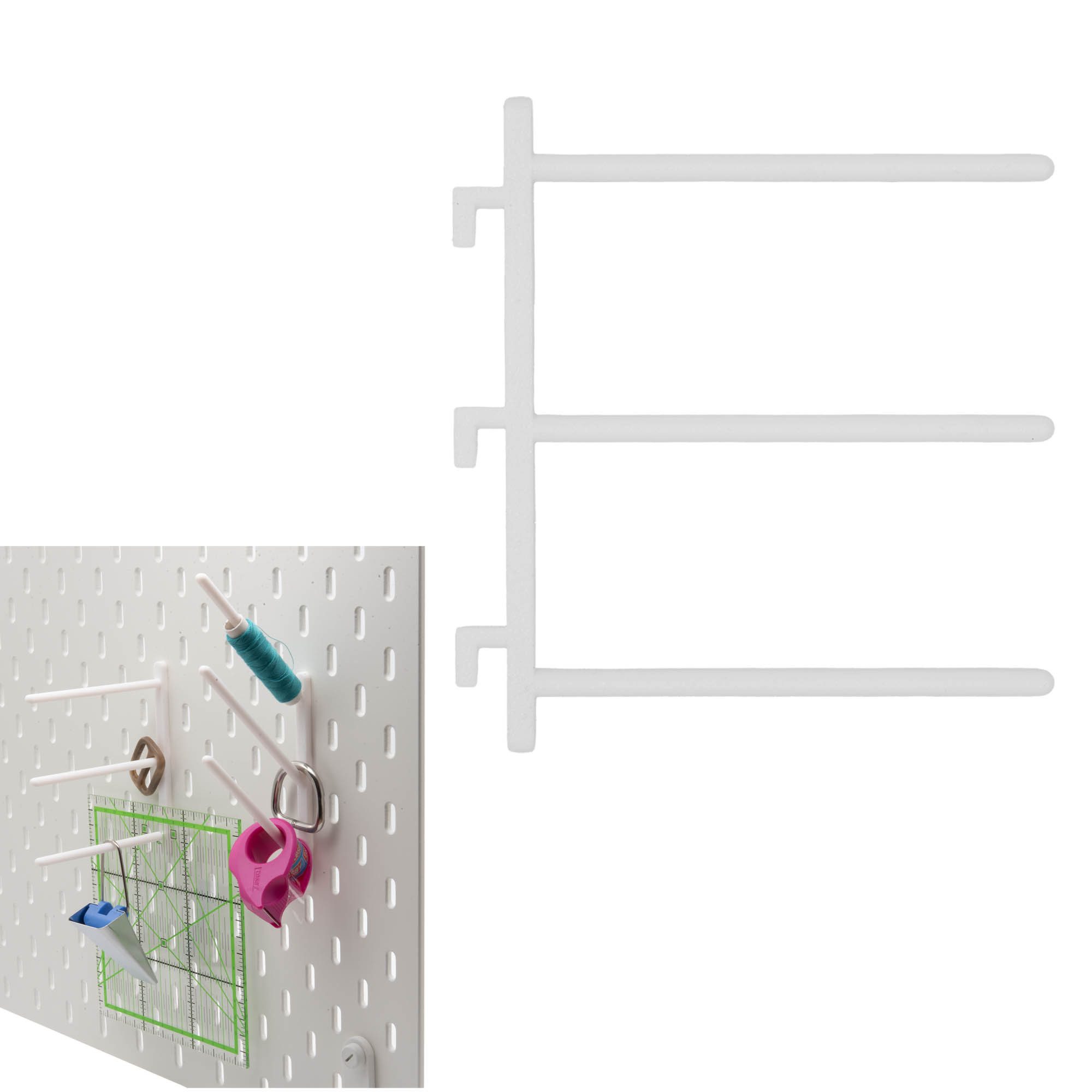 TSB Werk Lochwand-Ausstattung Halter für IKEA SKADIS Lochplatte Nähgarnhalter, 1-tlg., Lochwand, Haken, Halterung, Weiß