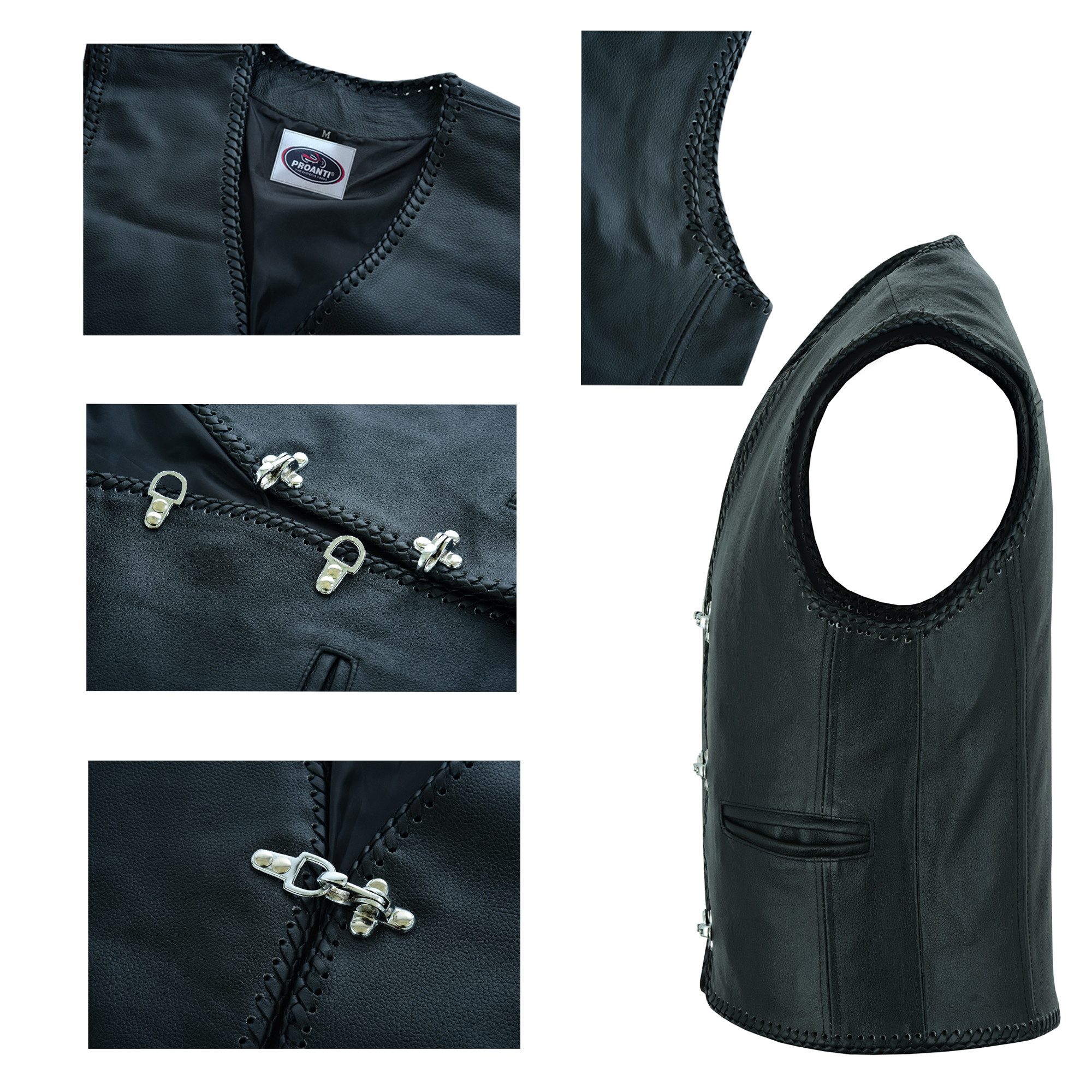 PROANTI Motorradweste Rocker Lederweste mit Schnallen – Biker Kutte Chopper günstig online kaufen
