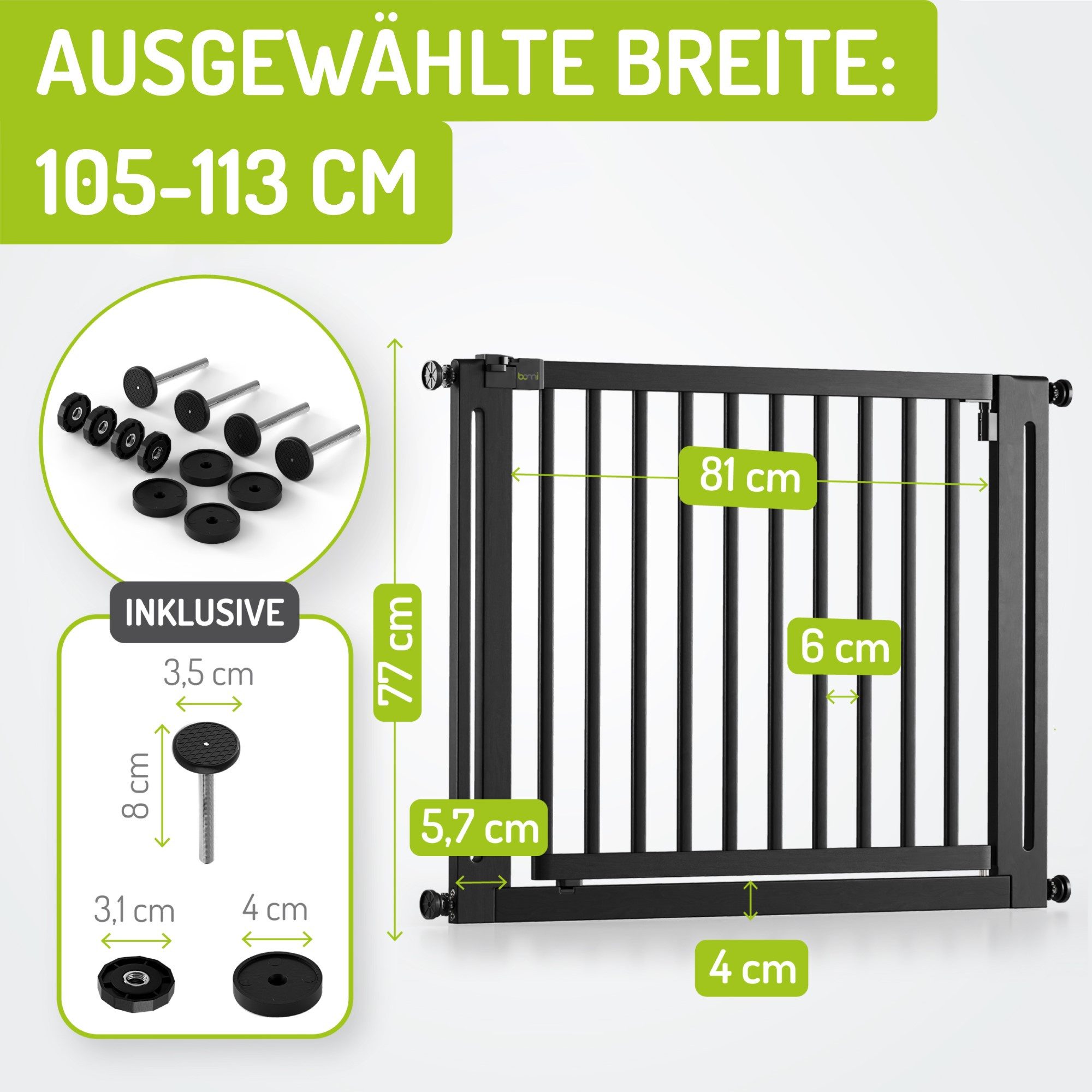 BOMI Türschutzgitter Kinderschutzgitter Miko 63-161 cm günstig online kaufen