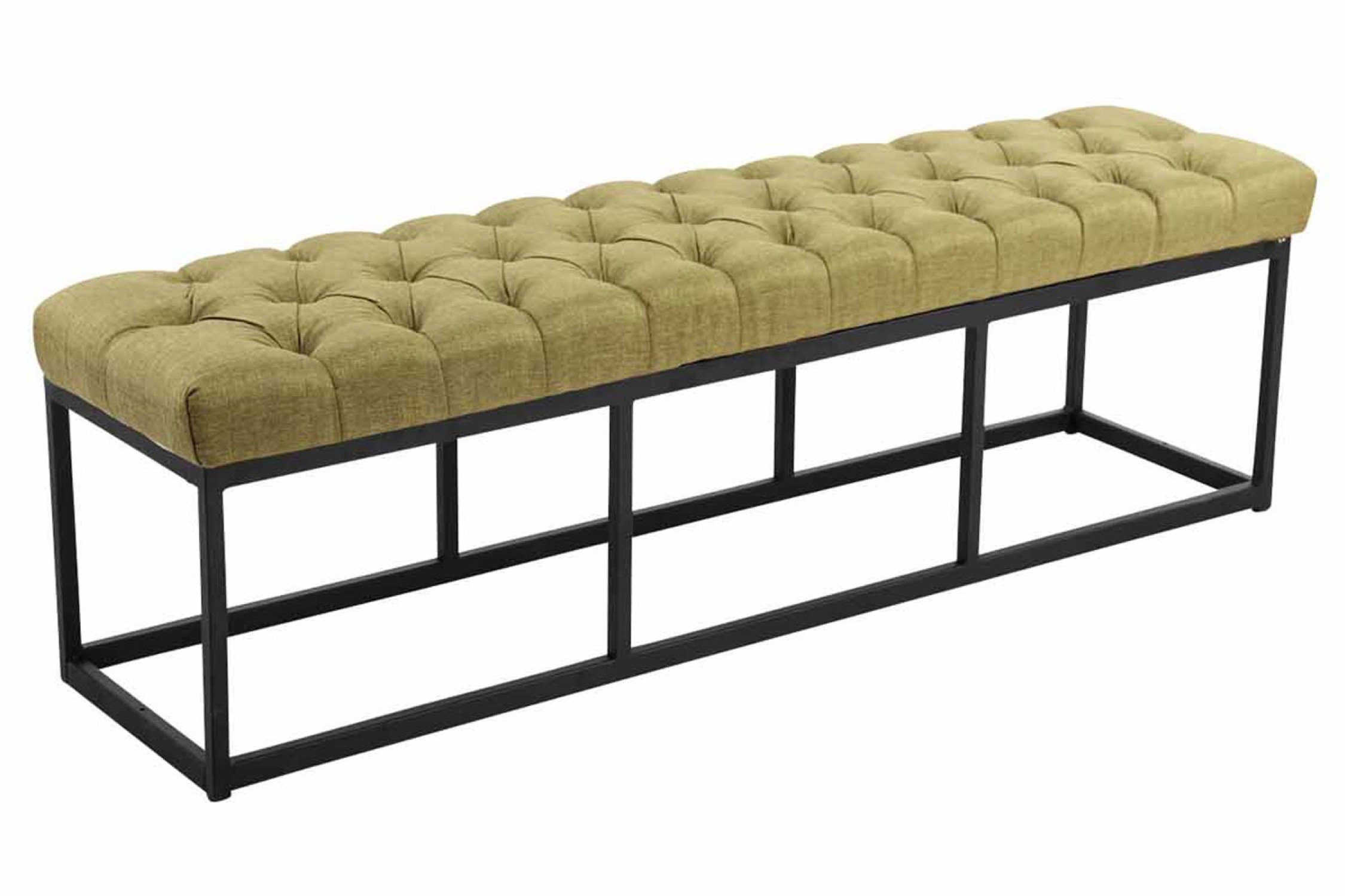 TPFLiving Sitzbank Amor B (Elegante Sitzbank mit stylisch gestepptem Sitzbezug, Stabiles Vierfußgestell aus Metall), Maße (TxBxH): 38 x 150 x 46cm - Farbe: grün