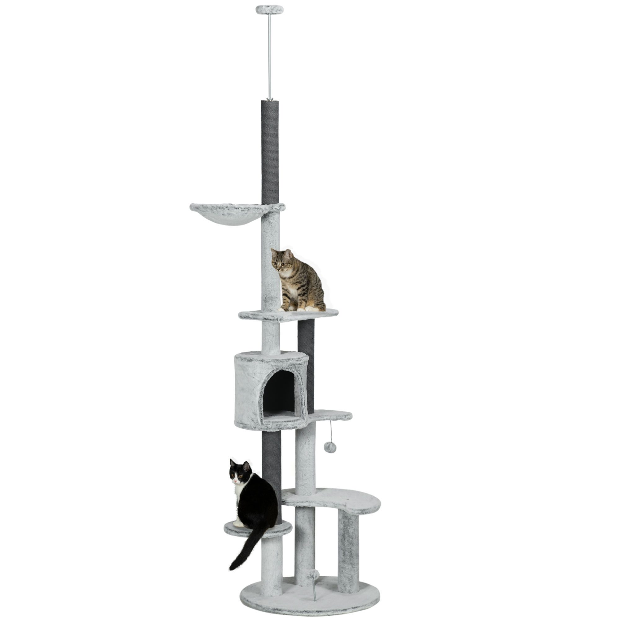 PawHut Kratzbaum Deckenhoch, Katzenkratzbaum mit Katzenhöhle, günstig online kaufen