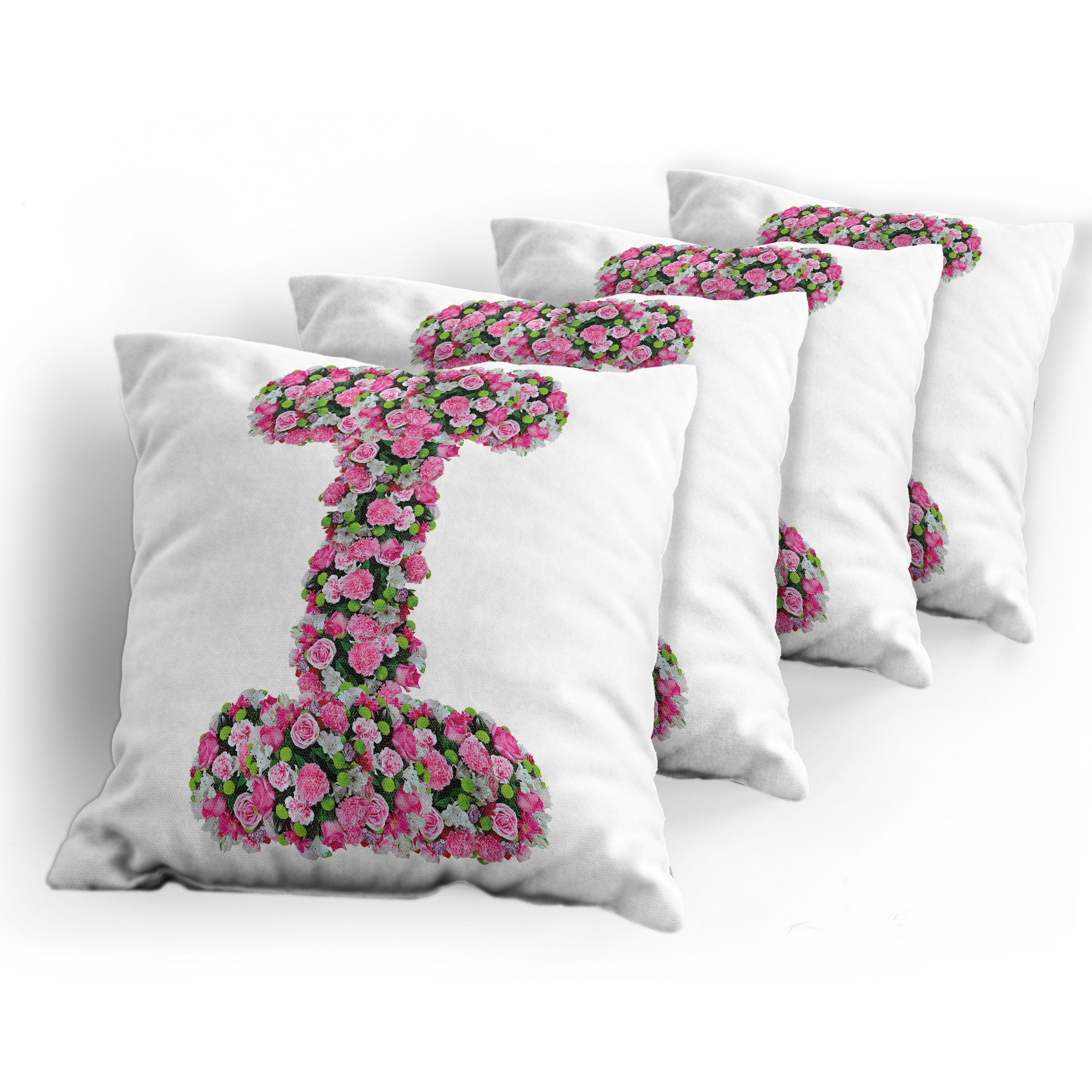 Blühender Kissenbezüge Blumenstrauß I Accent Buchstabe Modern Digitaldruck, Stück), Doppelseitiger (4 Abakuhaus