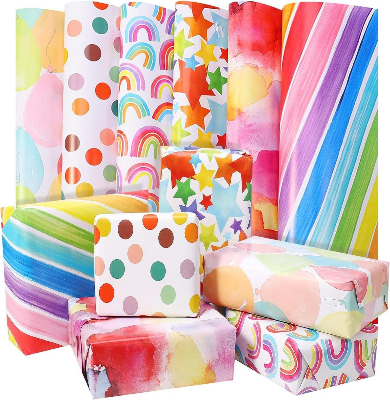 Geschenkpapier 6-teiliges Geschenkpapier-Set für Geburtstag und Weihnachten 70x50cm