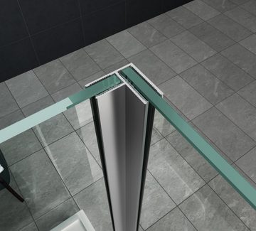 Home Systeme Eckdusche SARA Duschkabine Dusche Duschwand Duschabtrennung Duschtür Glas ESG, BxT: 150x90 cm