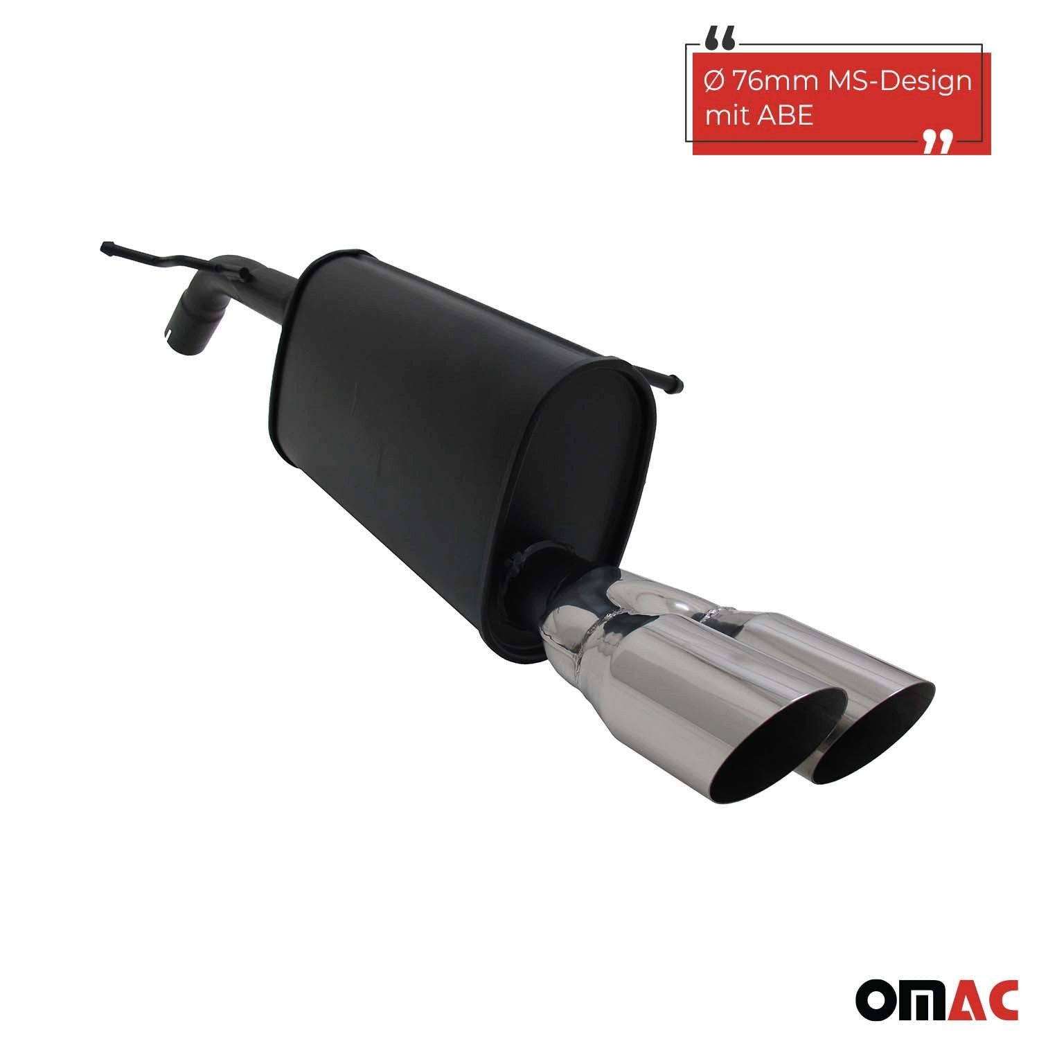 OMAC Auspuff-Flexrohr Novus Sportauspuff für Peugeot 207 2x76mm Endschalldämpfer mit ABE, (1-tlg), Leicht austauschbar - Doppelter Ausgang