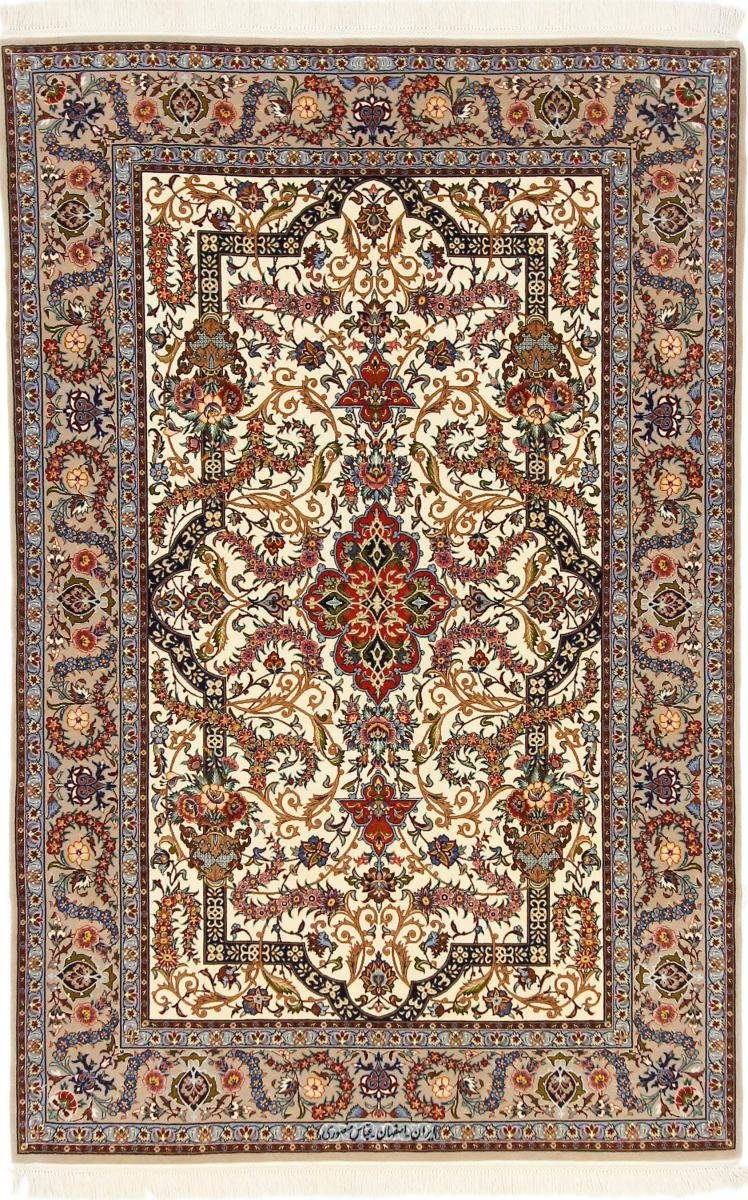 Orientteppich Isfahan Seidenkette 110x170 Handgeknüpfter Orientteppich, Nain Trading, rechteckig, Höhe: 6 mm