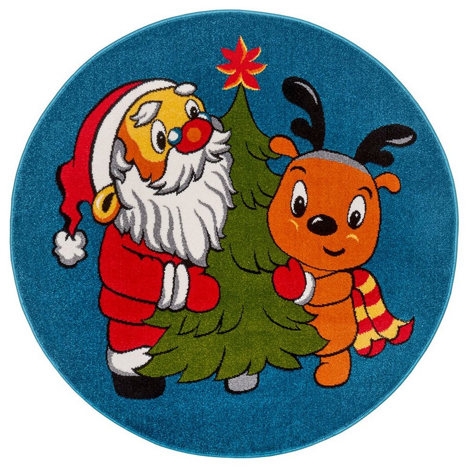 Kinderteppich Kinderteppich Sant and Rudolph blau, HANSE Home, rund, Höhe:  9 mm