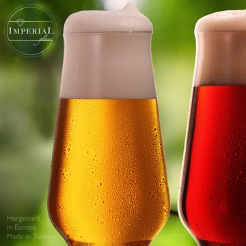 IMPERIAL glass Bierglas Biergläser aus Glas 400ml (max. 500ml) Set 6-Teilig, Glas, Weizengläser Spülmaschinenfest 0,4L Bierglas Craftbierglas
