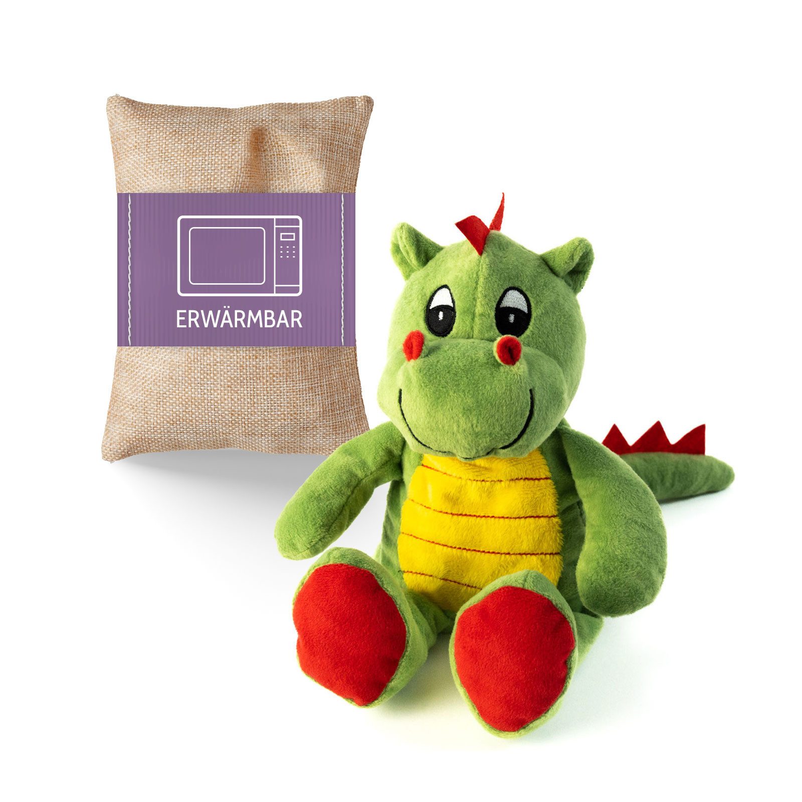 Habibi Plush Wärmekissen Habibi Premium Wärmetier Stofftier 1962 Drachenbaby grün