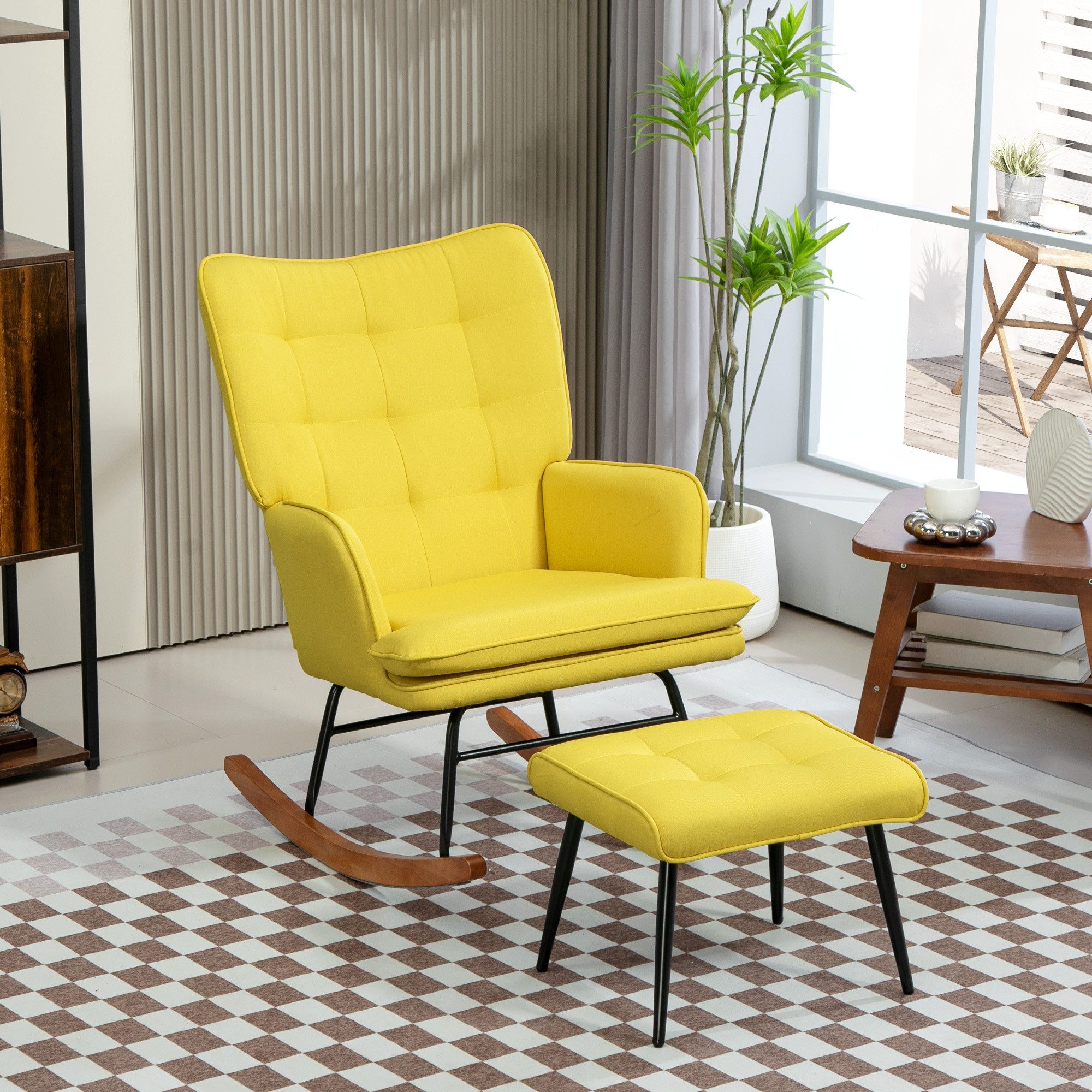 HOMCOM Schaukelsessel Schwingsessel, Wohnzimmerstuhl, mit Hocker (Set, 2-St günstig online kaufen