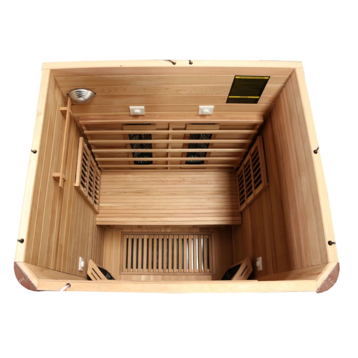 Dewello Infrarotkabine TORONTO 127 Wärmekabine, für bis zu 2 Personen, 4 Vollspektrumstrahler, BxTxH: 127 x 106 x 190 cm, (mit großer Farblichttherapie, inkl. Ionisator mit Ozondesinfektion und Aromatherapie, Multimedia und zusätzlich USB-Anschluss & Bluetooth möglich) Sauna aus Hemlock / Zeder, leichter Aufbau dank Stecksystem