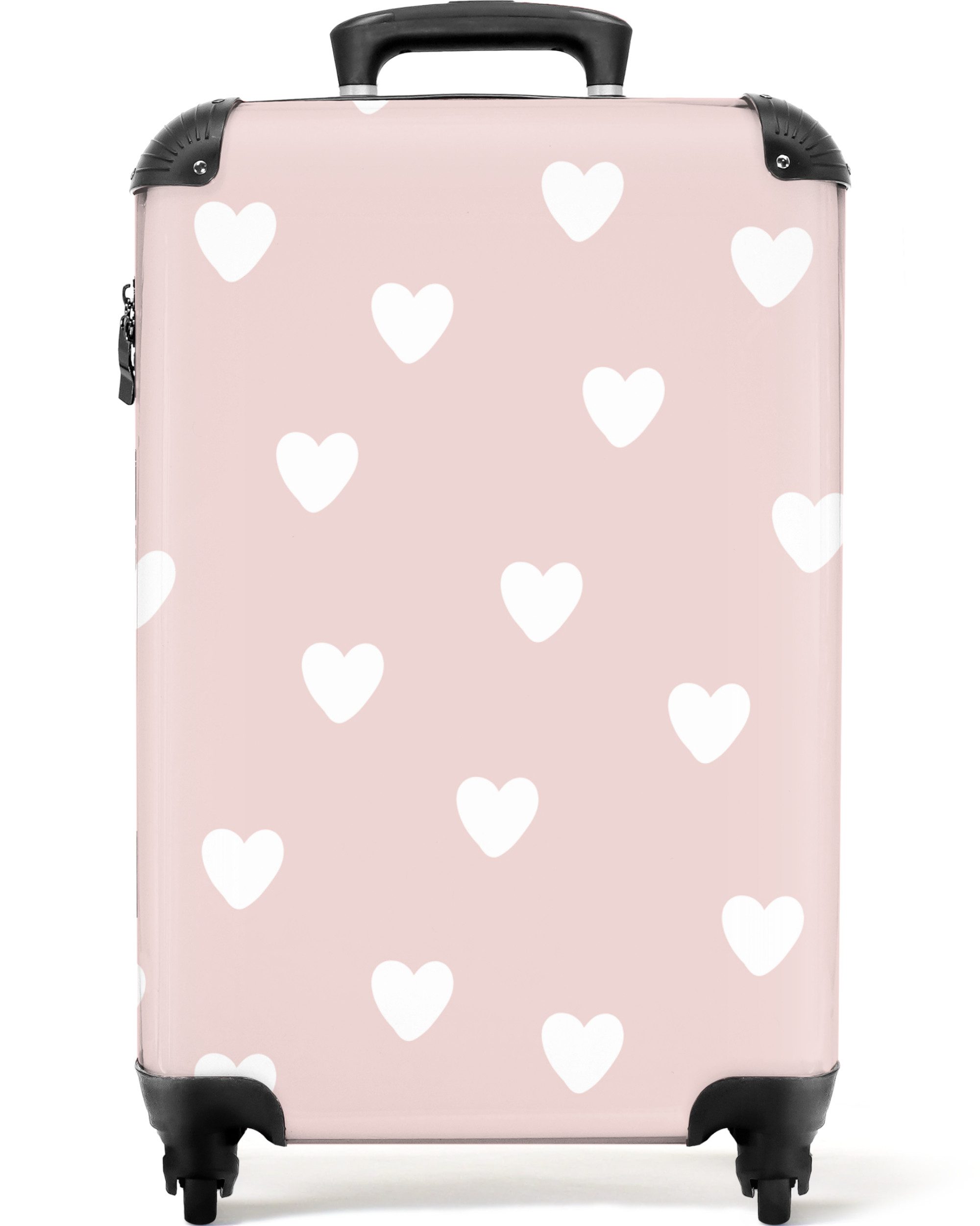 NoBoringSuitcases.com© Kinderkoffer Muster - Herz - Mädchen - Rosa 55x35x20cm, 4 Rollen, Ручной багаж-чемодан, Kinderkoffer, Reisekoffer Mädchen