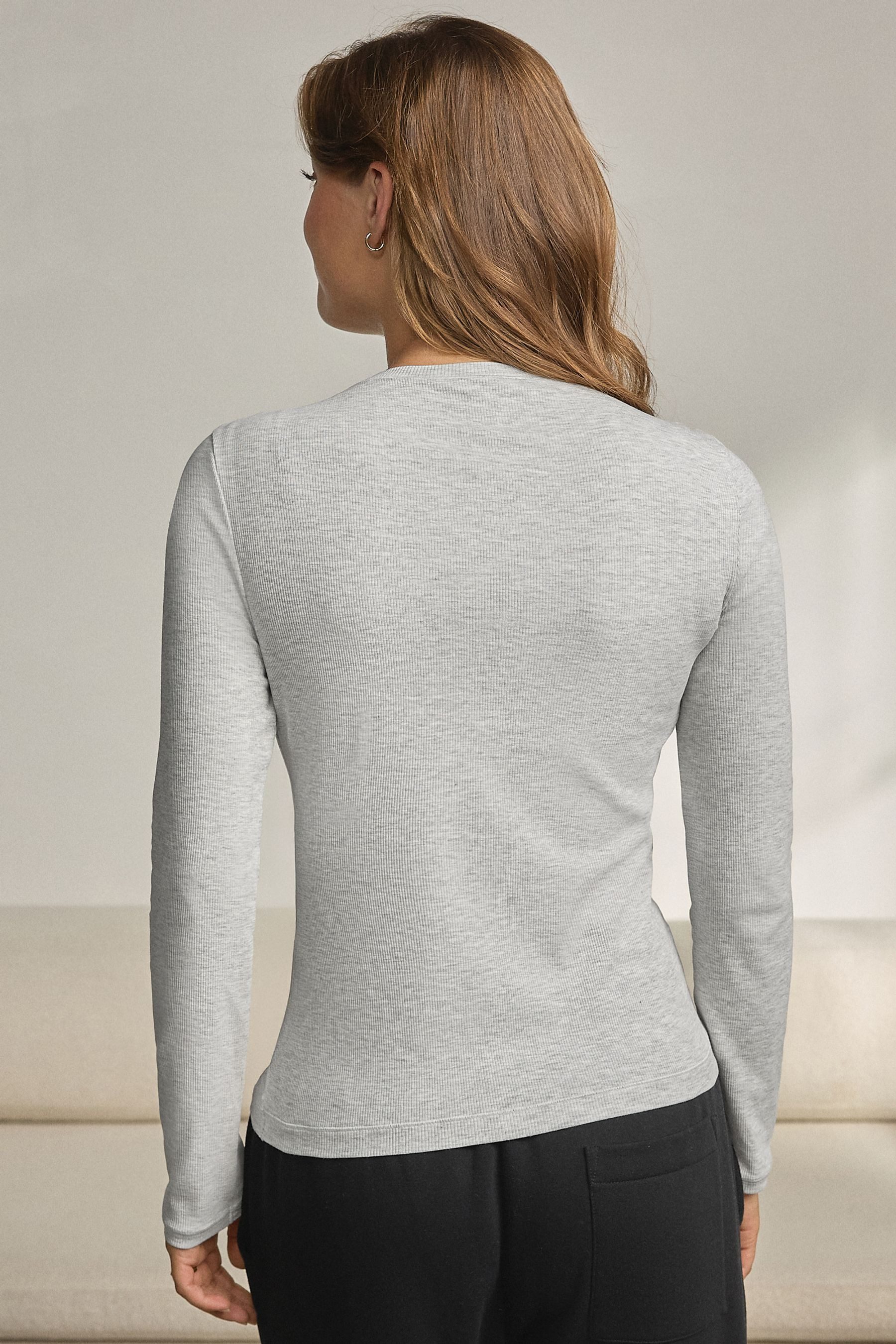 Next Langarmshirt Geripptes Langarmoberteil mit verdecktem Support (1-tlg) günstig online kaufen