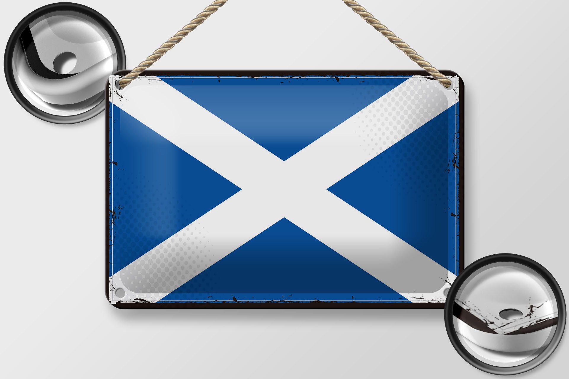 Femer GmbH Metallschild Flagge Schottlands 18x12cm Retro Flag Scotland, (1 St), gewölbte Oberfläche, abgerundete Ecken, umgeschlagene Kanten