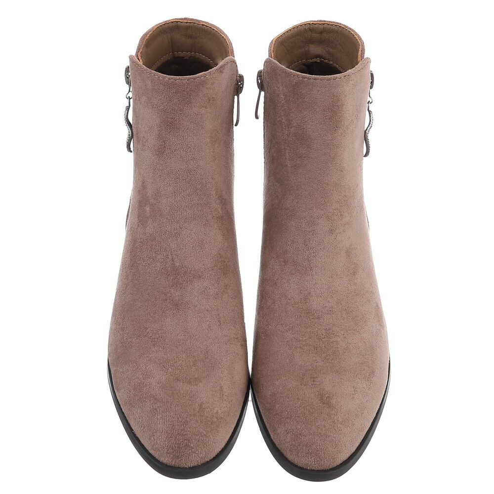 Ital-Design Elegante Stiefeletten mit Reißverschluss und Blockabsatz Stiefelette (90851816) Blockabsatz Stiefeletten in Hellbraun – Bild 4 von 5