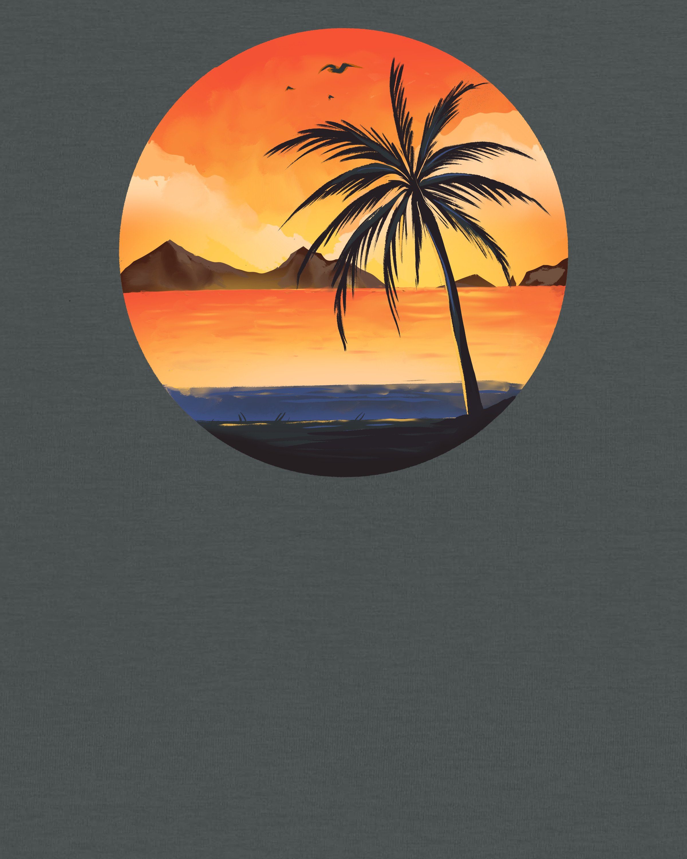 on palm (1-tlg) beach Apparel Print-Shirt Sunset antrazit wat?