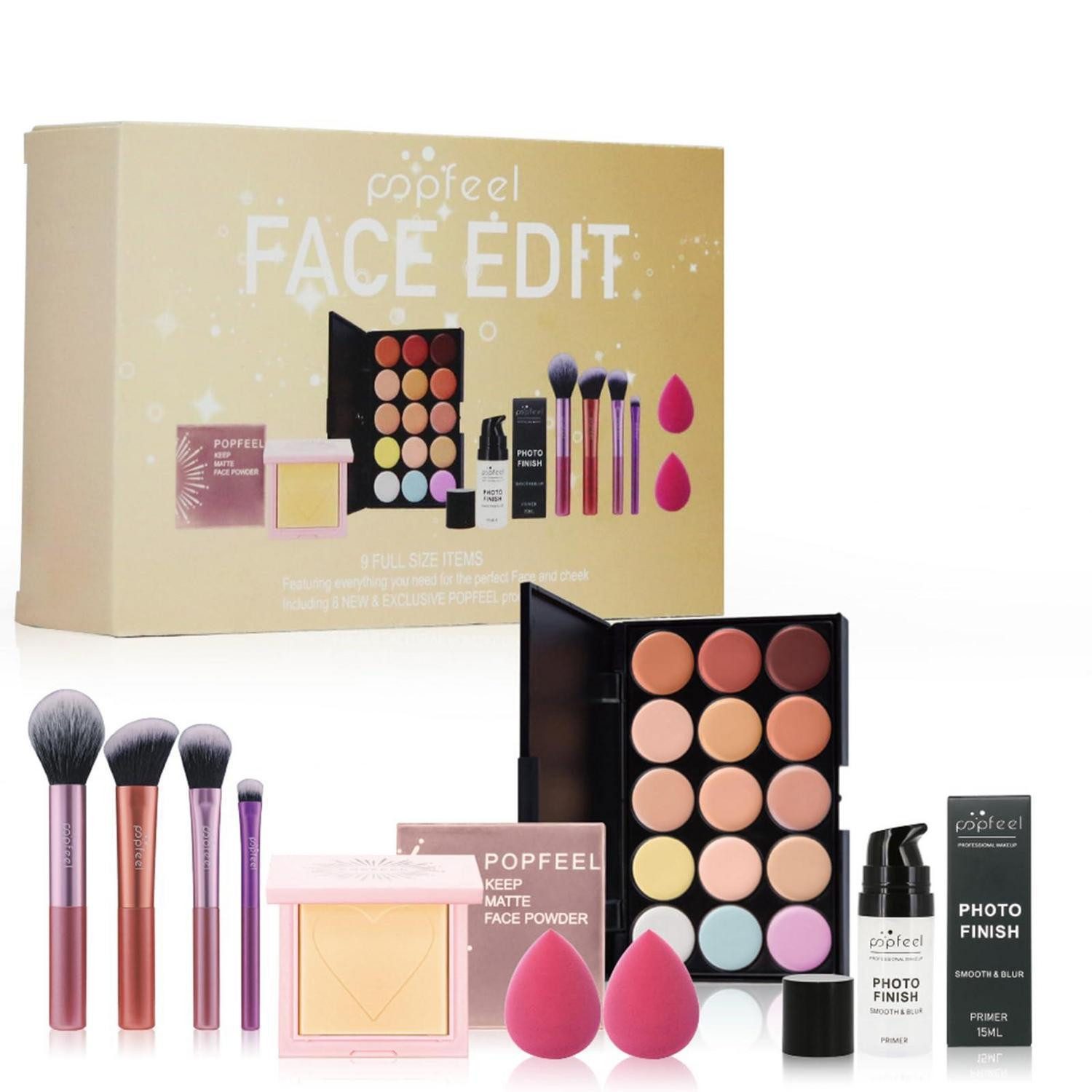 LuxusKollektion Schmink-Set Makeup Set 15 Farben Concealer Palette Puder Basis