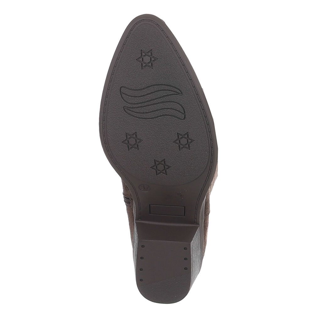 Ital-Design Damen Westernstiefel Echtleder mit Blockabsatz Westernstiefel (92002388) Blockabsatz Stiefel in Braun