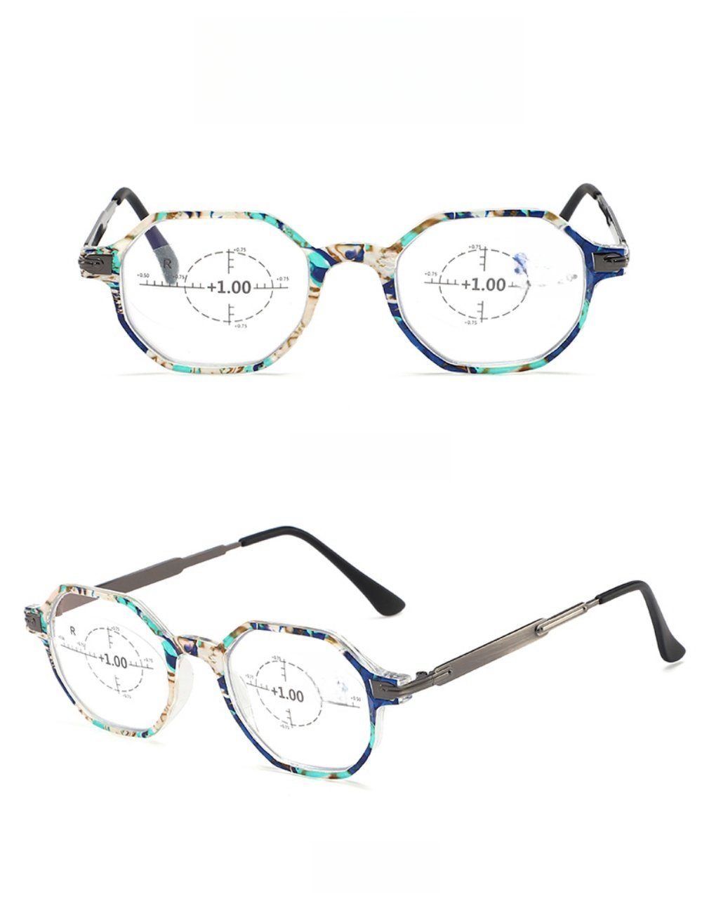 Mode bedruckte anti Rahmen blaue PACIEA Lesebrille Gläser presbyopische