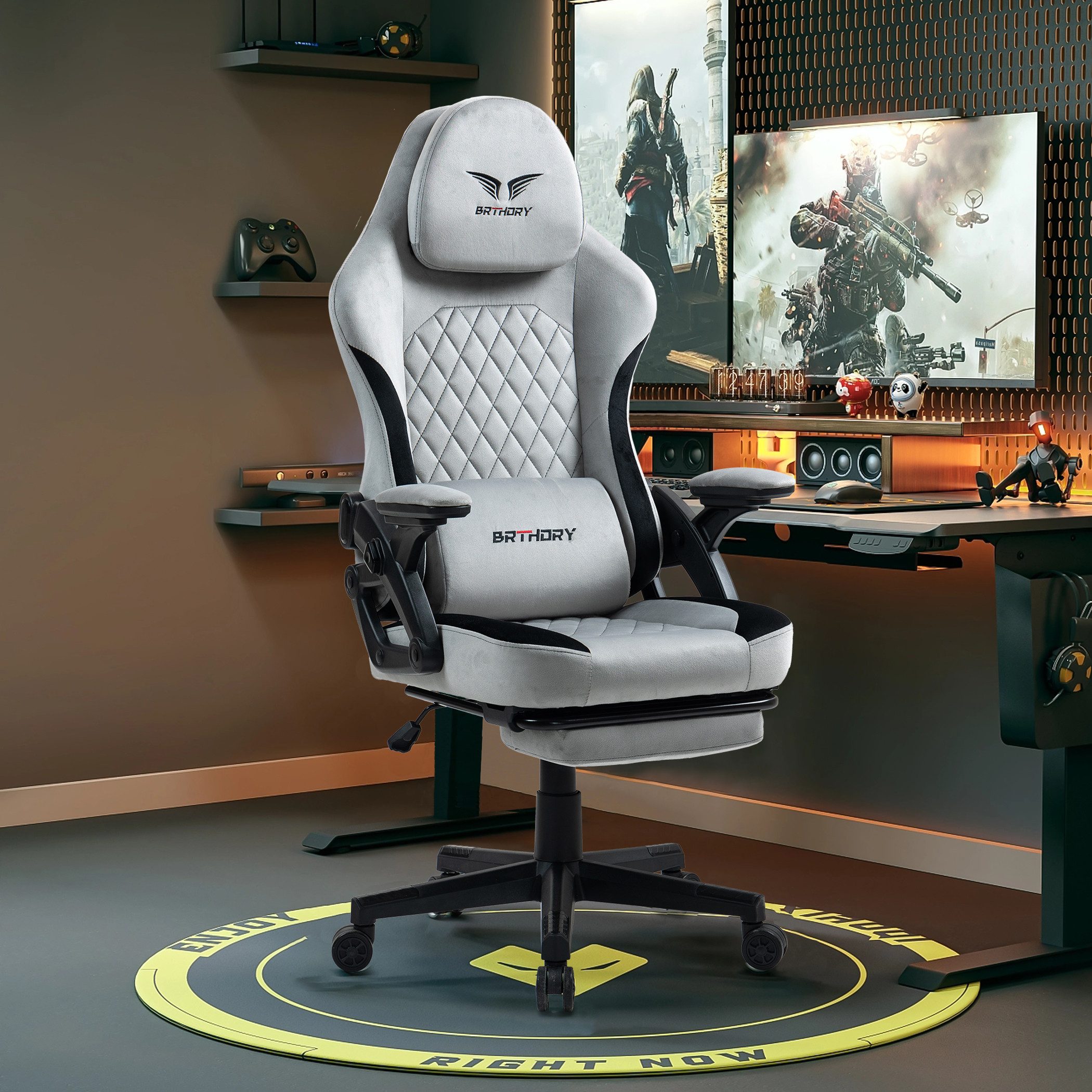 BRTHORY Gaming-Stuhl Rmit Verstellbare Kopfstütze Wippfunktion, günstig online kaufen