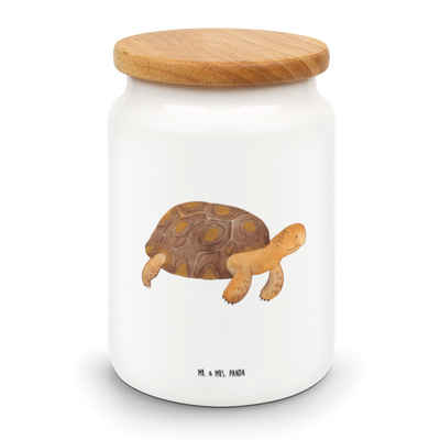 Mr. & Mrs. Panda Vorratsdose Schildkröte marschiert - Weiß - Geschenk, Aufbewahrungsdose, Urlaub, Keramik, (1-tlg), Kompaktes Design
