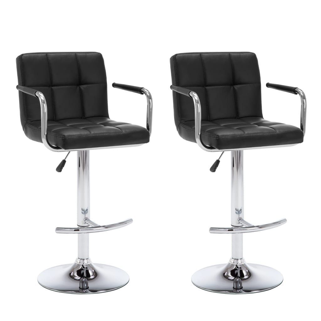 Barhocker Barhocker 2 Stk. Schwarz Kunstleder