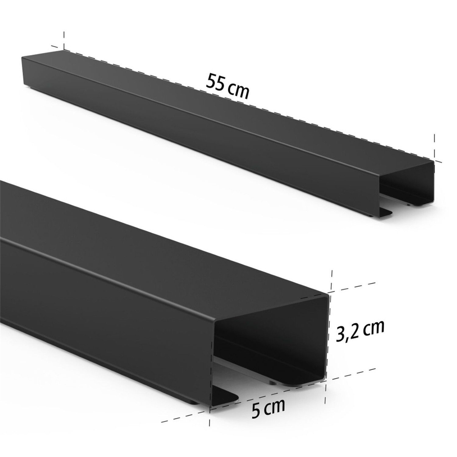 Hama Kabelkanal Metall Kabelkanal 0,55m Kabelleiste Magnetisch (Set, 1x Kabelkanal + Zubehör), Magnet Leitungskanal Kabel Kanal Schreibtisch Büro Wand Boden PC TV