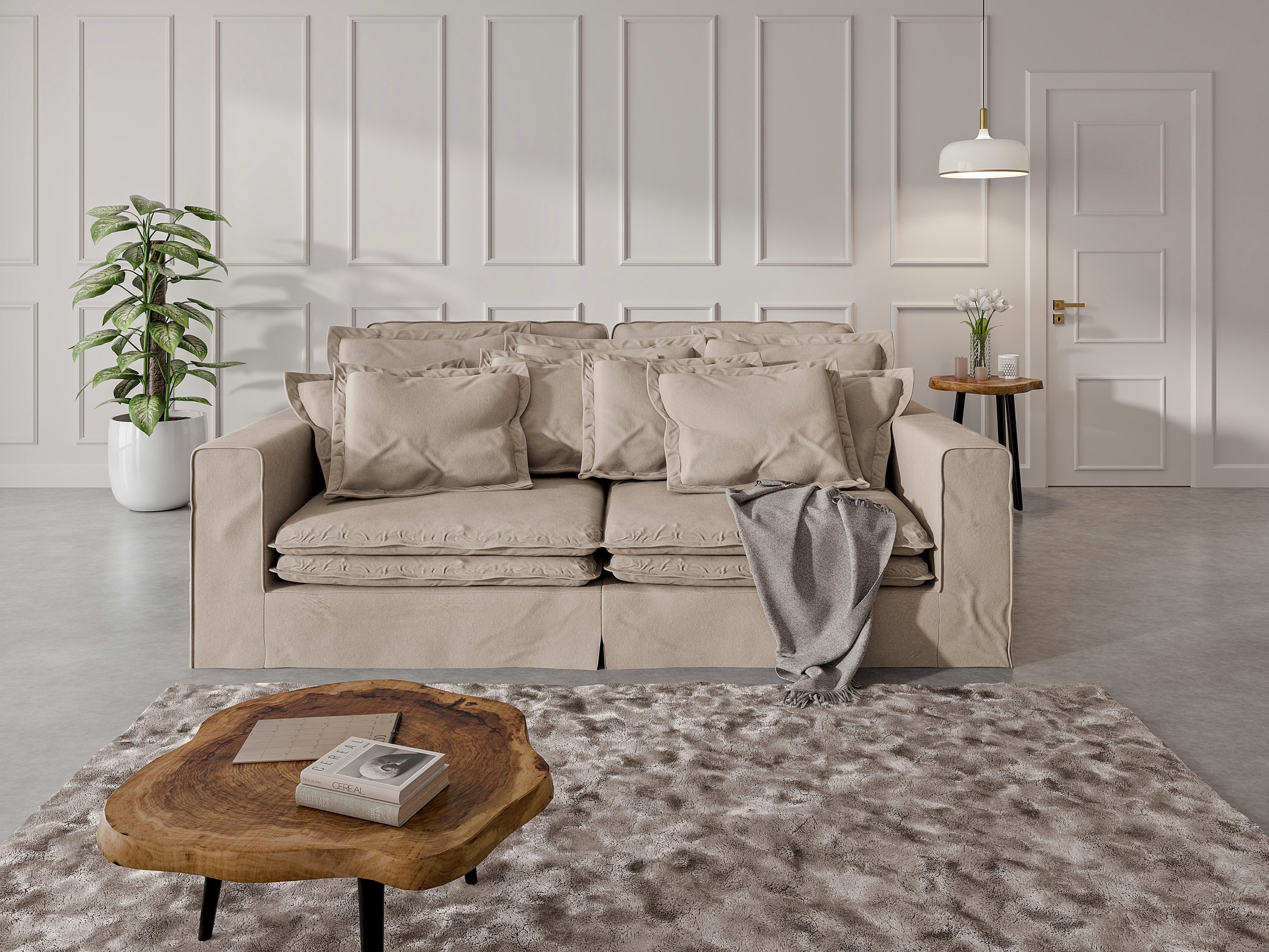 Home affaire 4-Sitzer ALISSAS mit vielen Kissen, Biesen an den Kissen, Hussenoptik, mit kleinen Taschen an der Seite zum Verstauen