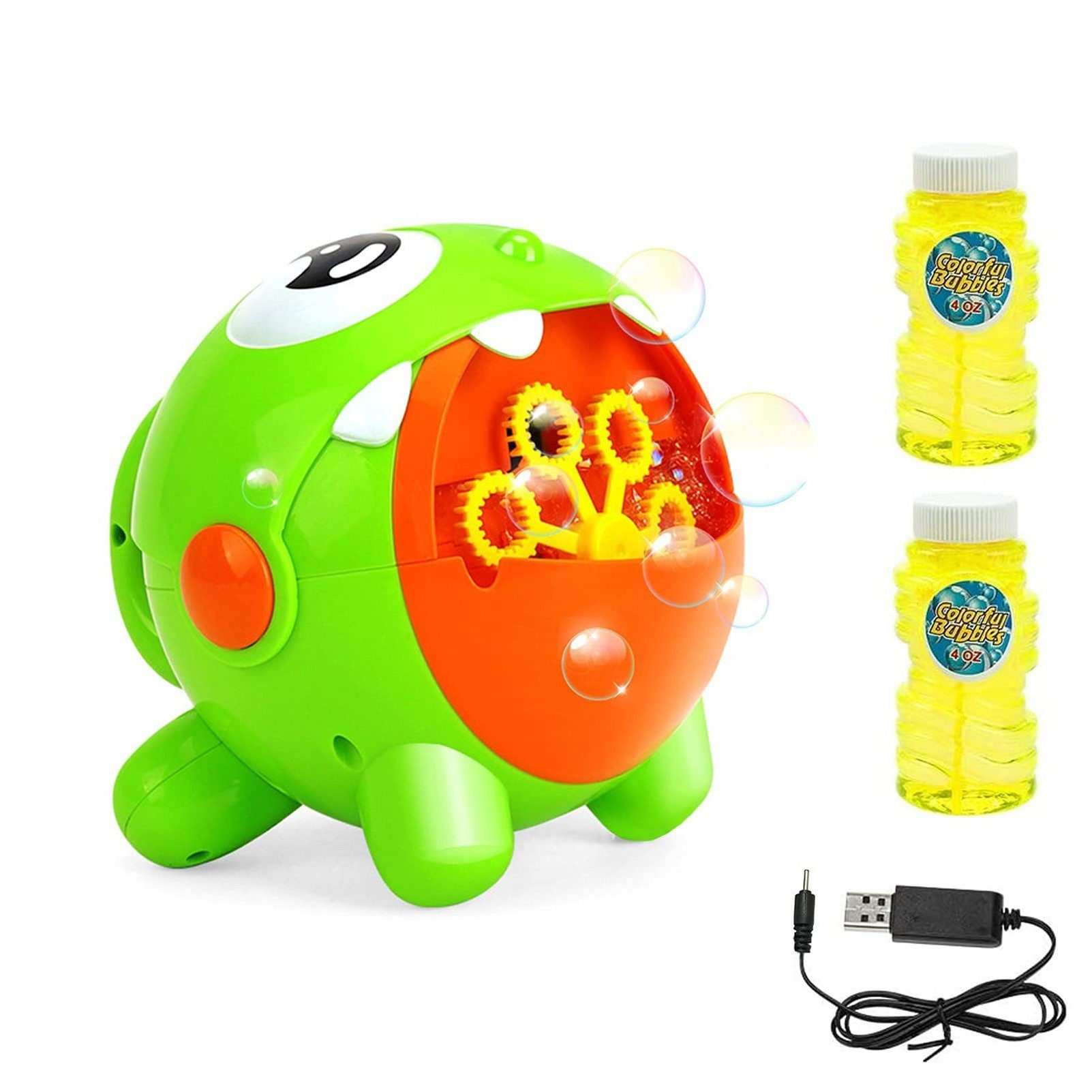 EXTSUD Seifenblasenmaschine Seifenblasenmaschine, Automatische Bubble Maschine Blasenmacher, mit 2 Flüssigkeit für Kinder Hochzeit Geburtstag Party