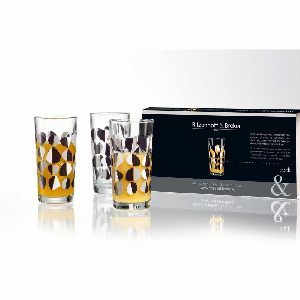 Ritzenhoff & Breker Longdrinkglas Rock 3-tlg. 260 ml, Glas