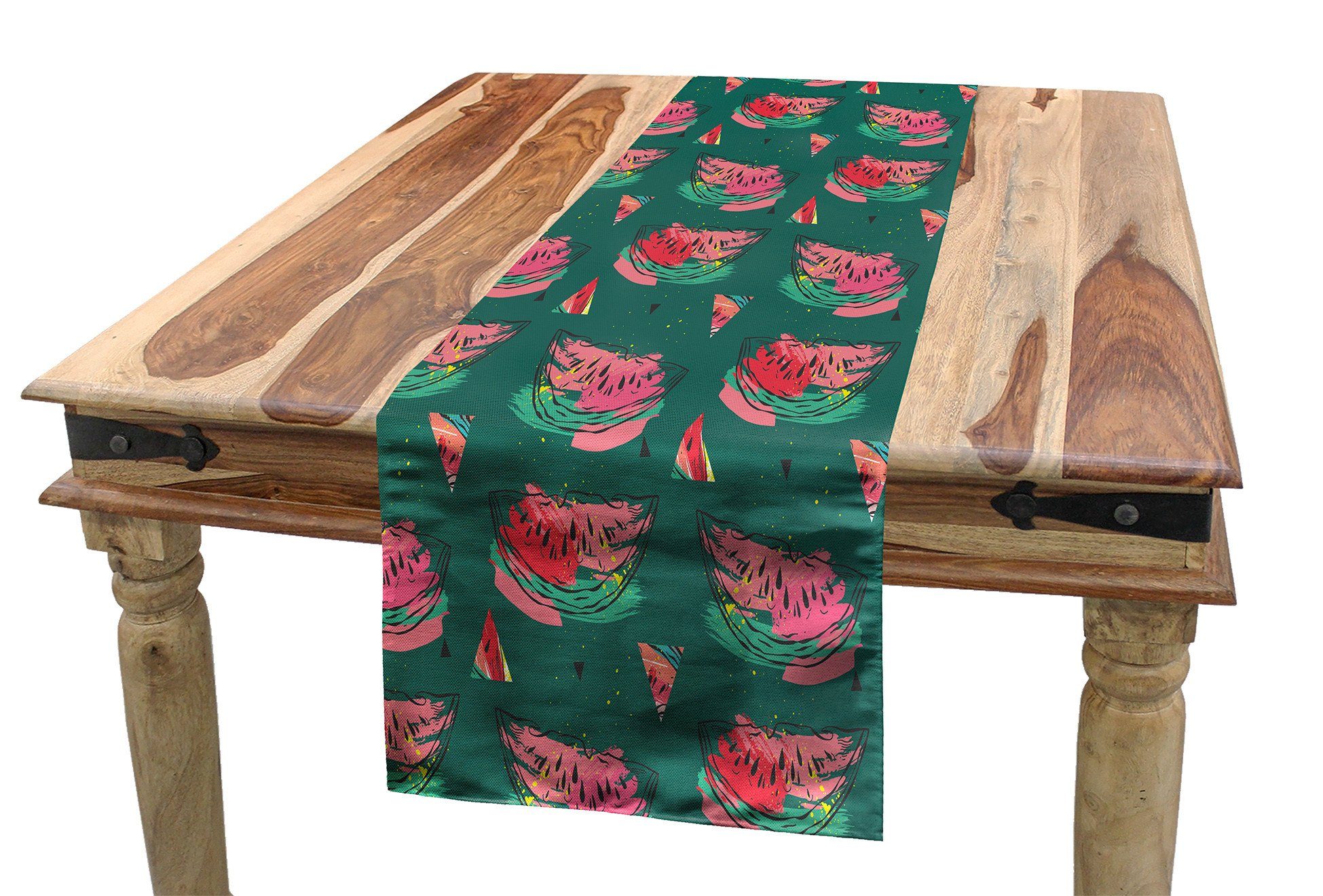 Abakuhaus Tischläufer Esszimmer Küche Tischläufer, Rechteckiger Hipster Fruit Wassermelone Dekorativer Triangles